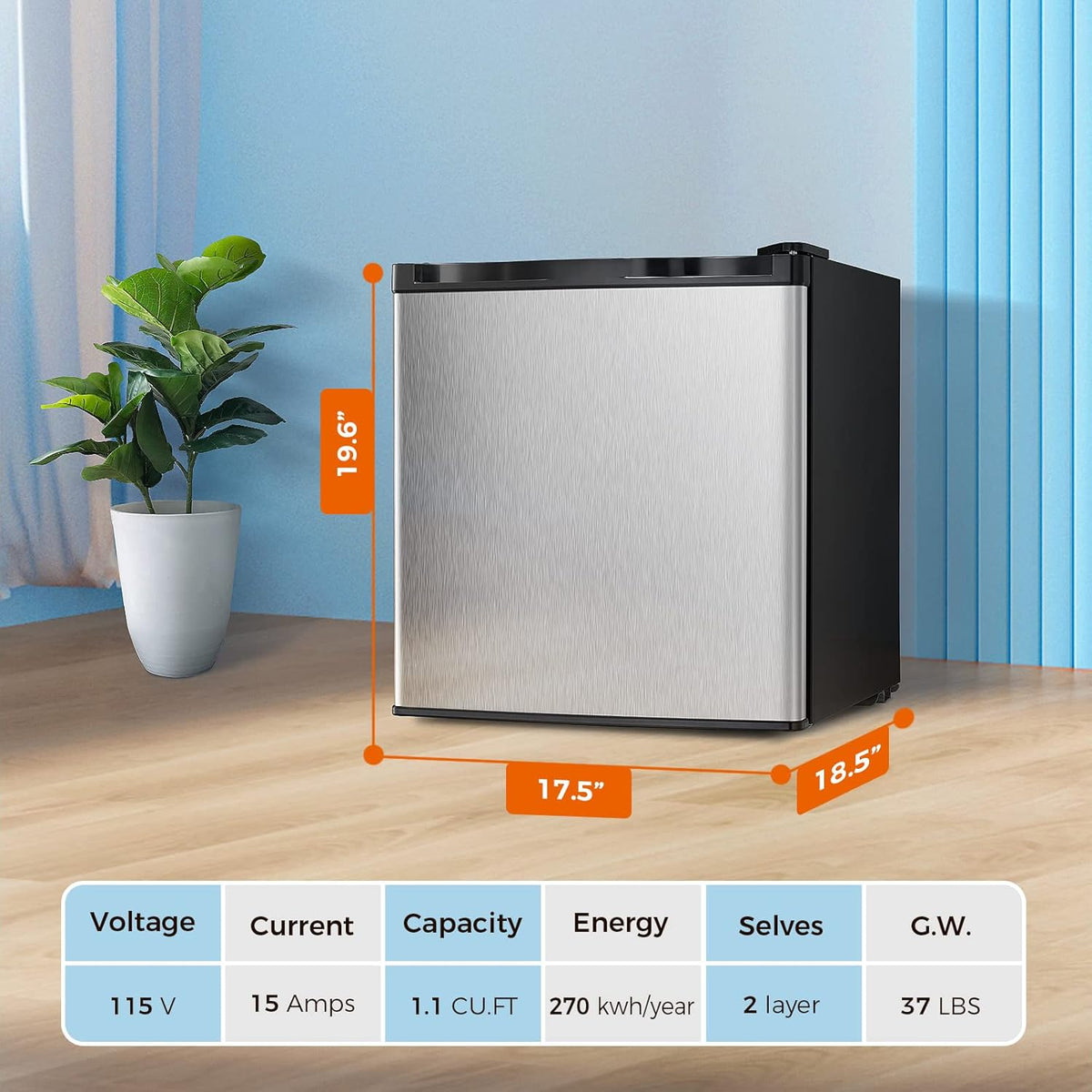 Kismile Mini Freezer,1.1 Cu.ft Upright Freezer with Reversible Single Door - Grazingbelles