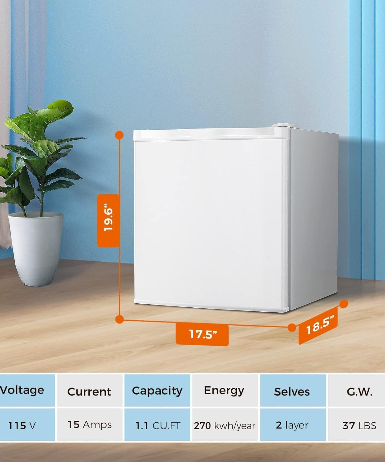 Kismile Mini Freezer,1.1 Cu.ft Upright Freezer with Reversible Single Door - Grazingbelles