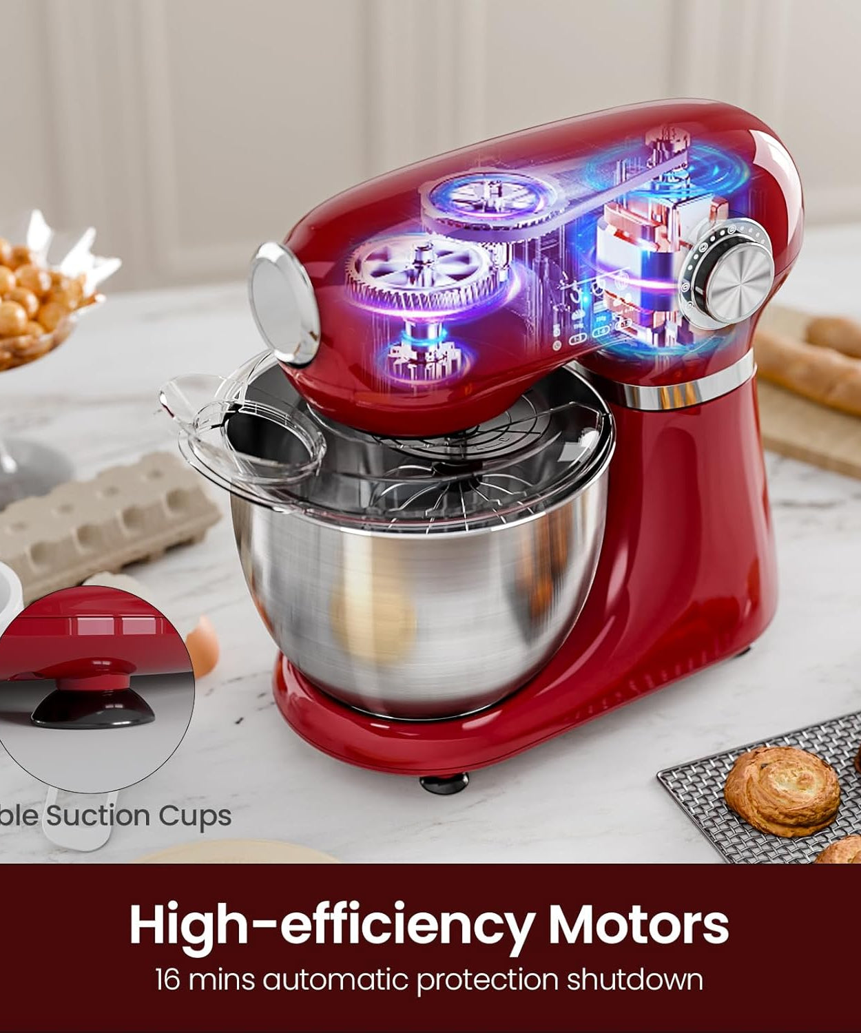 Kismile Stand Mixer, 5.5-Quart Electric Mixer with 12 Speeds CF3715 - Grazingbelles