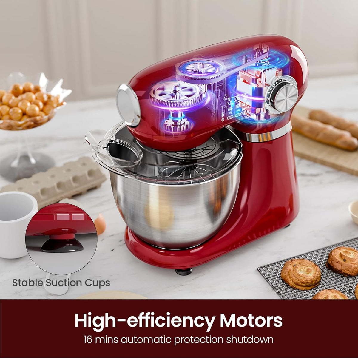 Kismile Stand Mixer, 5.5-Quart Electric Mixer with 12 Speeds CF3715 - Grazingbelles