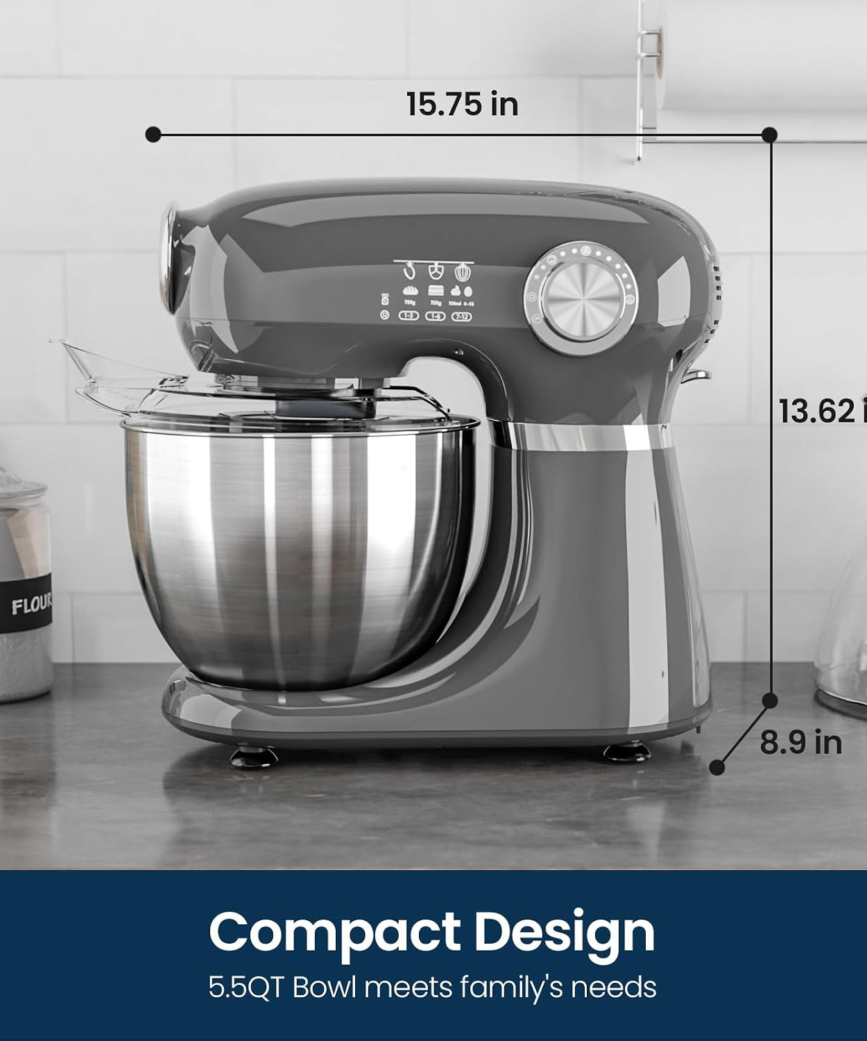 Kismile Stand Mixer, 5.5-Quart Electric Mixer with 12 Speeds CF3715 - Grazingbelles