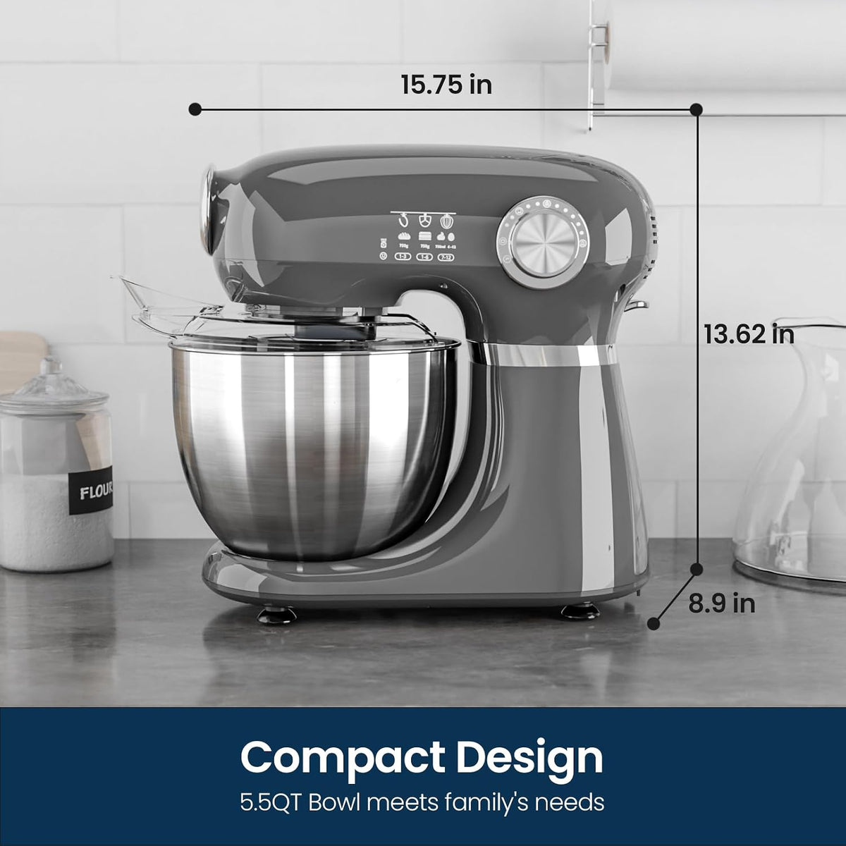 Kismile Stand Mixer, 5.5-Quart Electric Mixer with 12 Speeds CF3715 - Grazingbelles