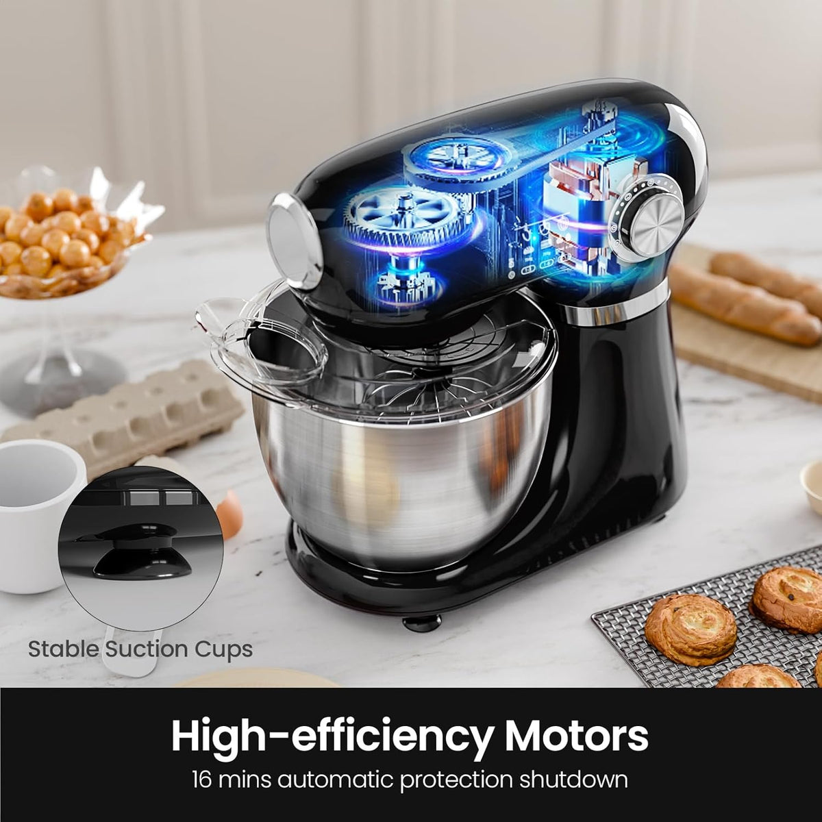 Kismile Stand Mixer, 5.5-Quart Electric Mixer with 12 Speeds CF3715 - Grazingbelles
