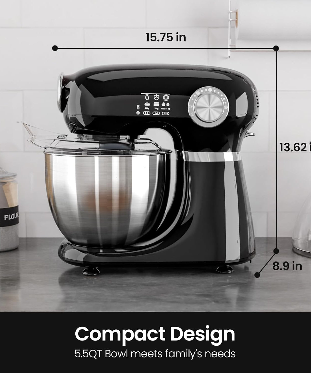 Kismile Stand Mixer, 5.5-Quart Electric Mixer with 12 Speeds CF3715 - Grazingbelles