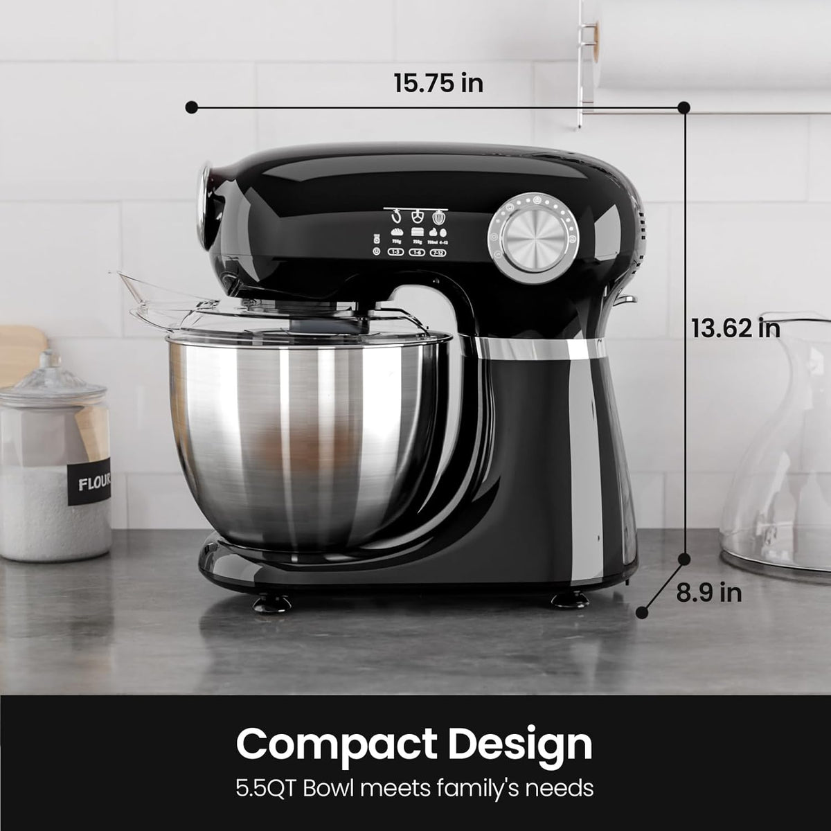Kismile Stand Mixer, 5.5-Quart Electric Mixer with 12 Speeds CF3715 - Grazingbelles