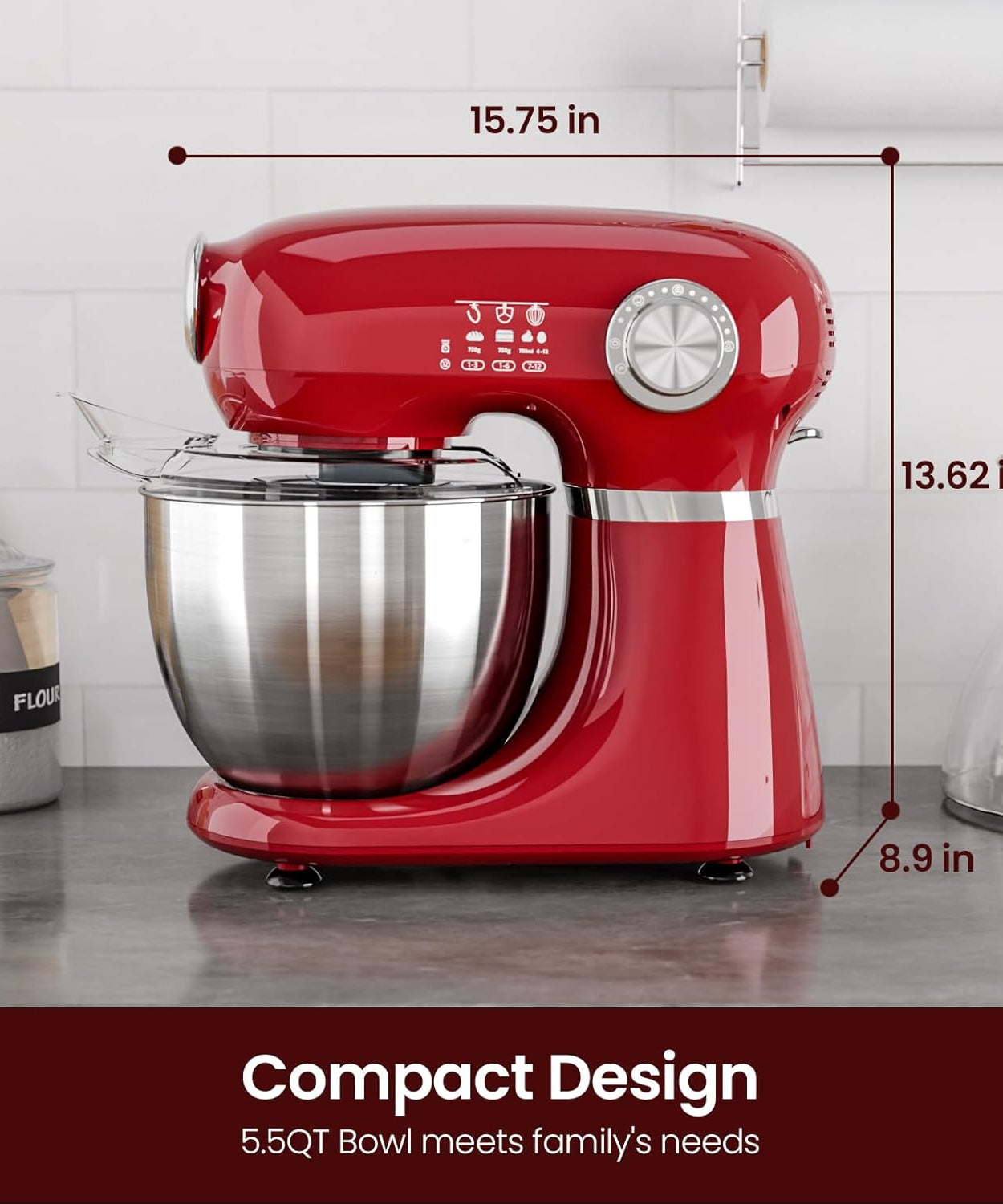 Kismile Stand Mixer, 5.5-Quart Electric Mixer with 12 Speeds CF3715 - Grazingbelles