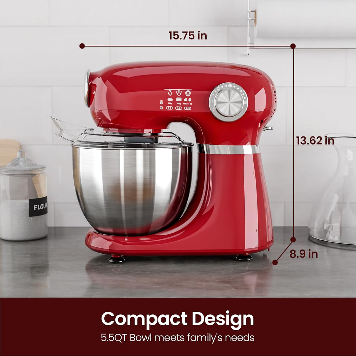Kismile Stand Mixer, 5.5-Quart Electric Mixer with 12 Speeds CF3715 - Grazingbelles