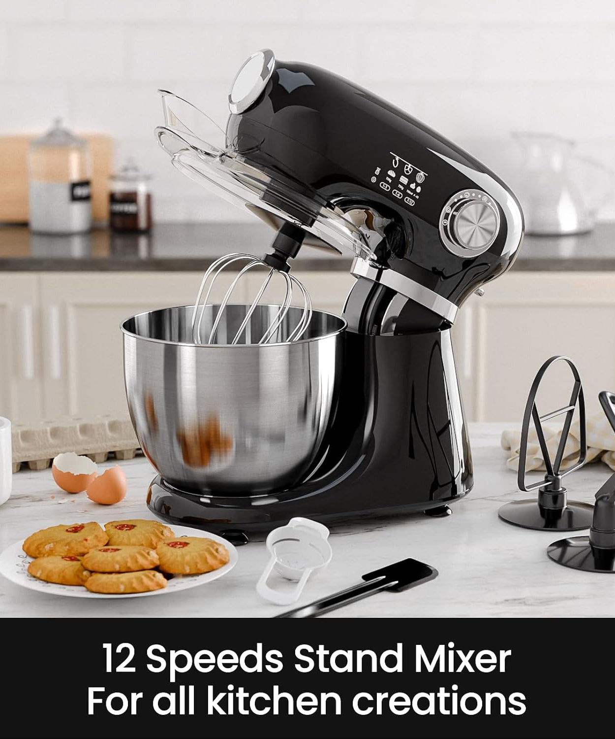 Kismile Stand Mixer, 5.5-Quart Electric Mixer with 12 Speeds CF3715 - Grazingbelles