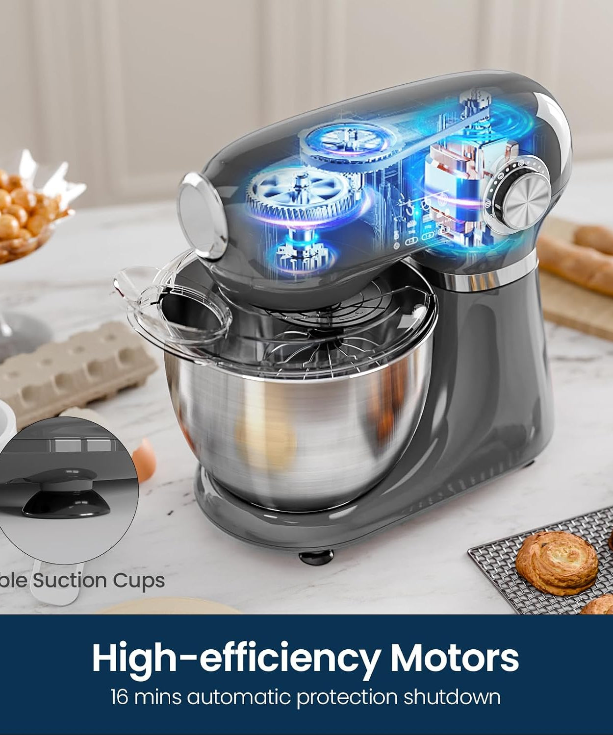 Kismile Stand Mixer, 5.5-Quart Electric Mixer with 12 Speeds CF3715 - Grazingbelles