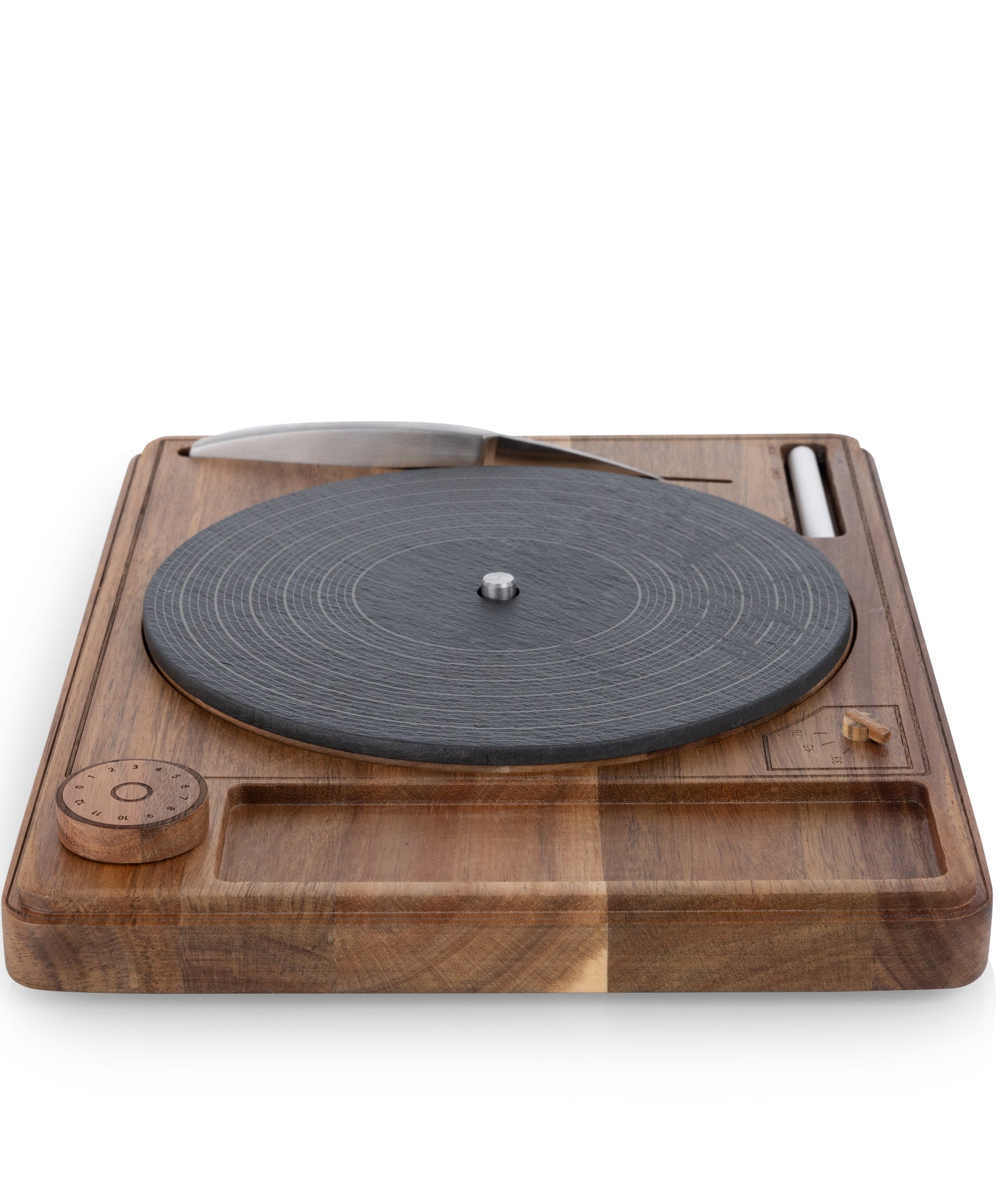 Turntable Acacia and Slate Cheese Board with Knife