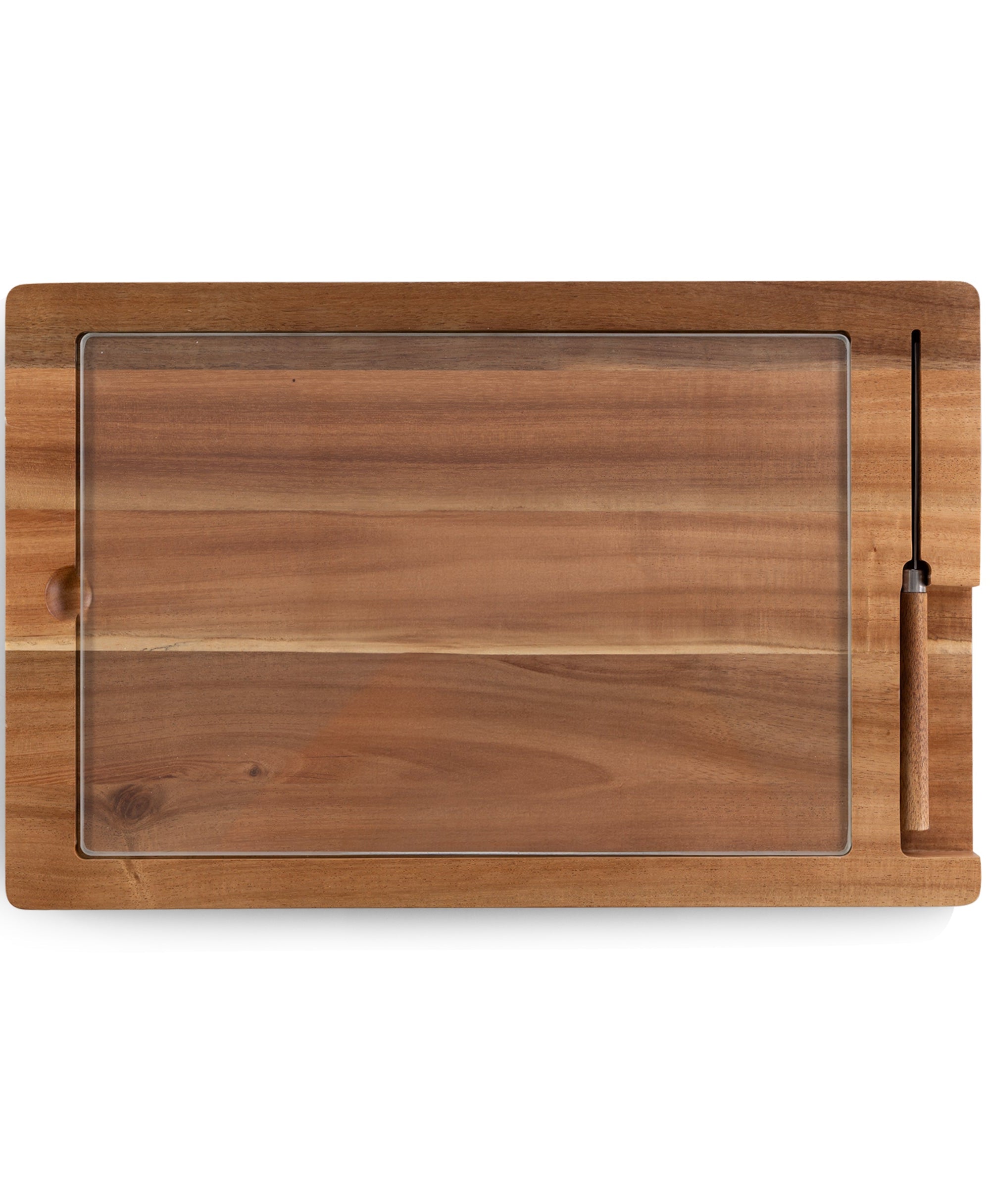 Ventana - Tempered Glass and Acacia Cheese Board and Knife Set