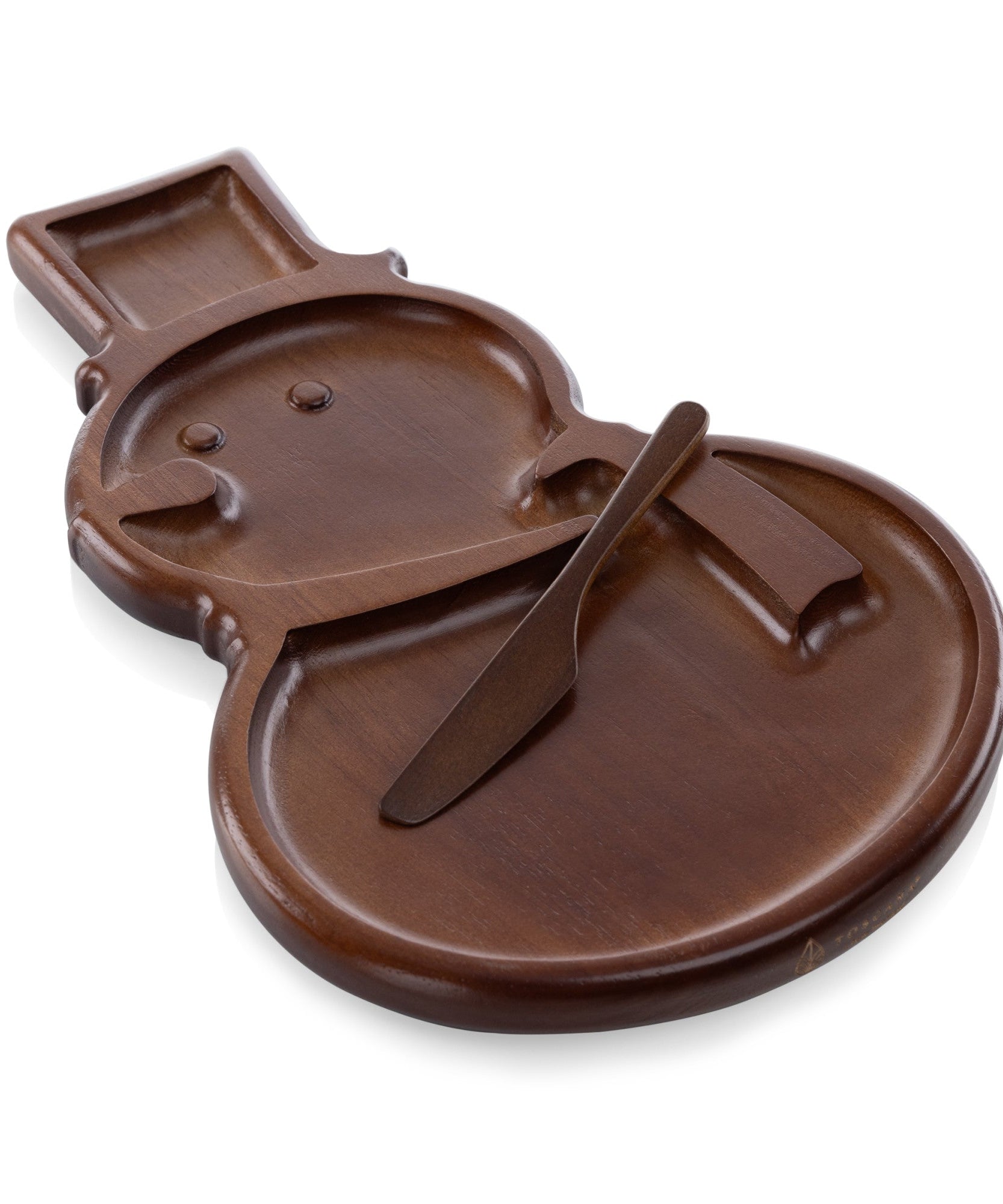 Reversible Snowman Sectioned Serving Tray with Knife