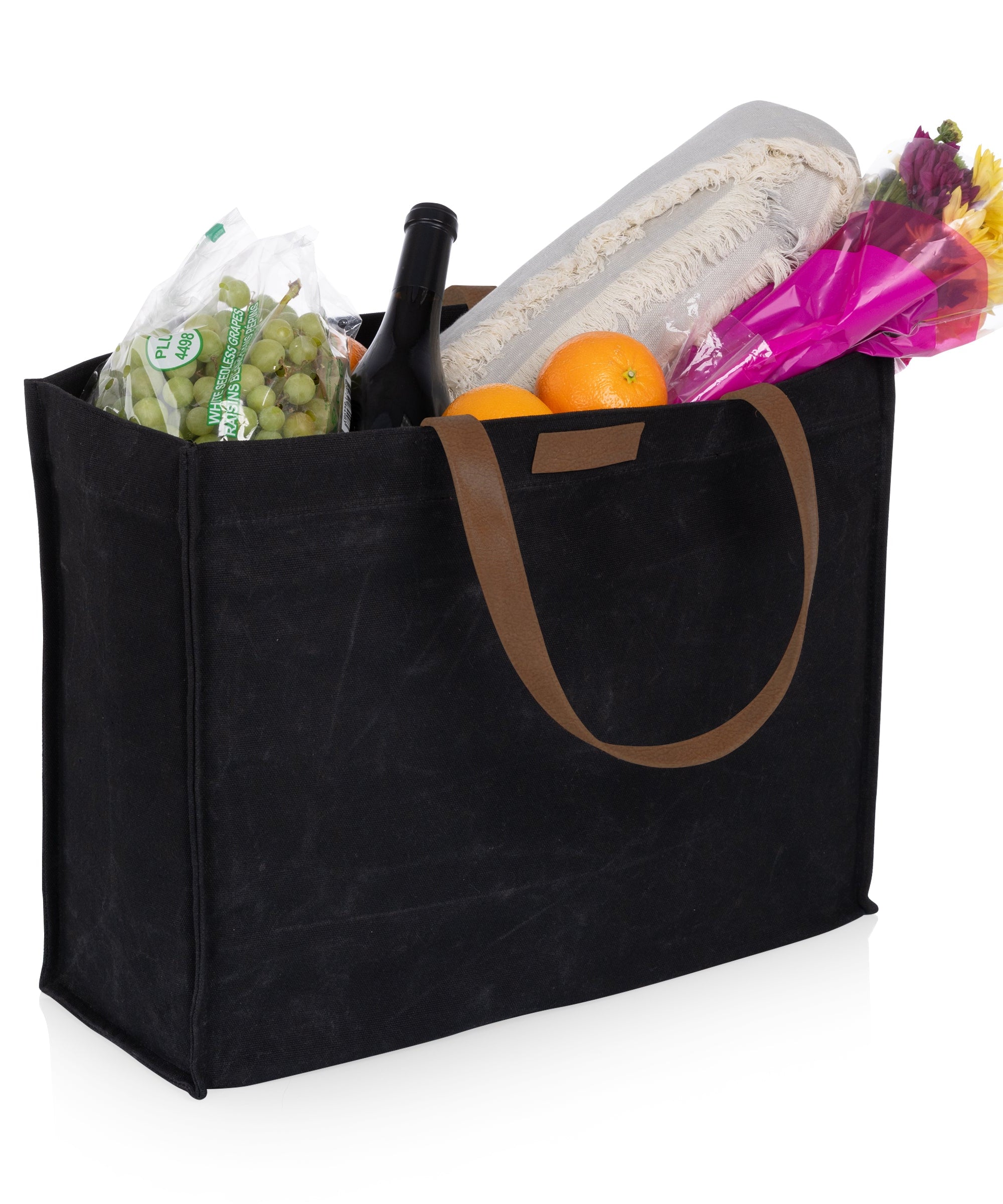 Market Waxed Canvas Tote with Leatherette Handles
