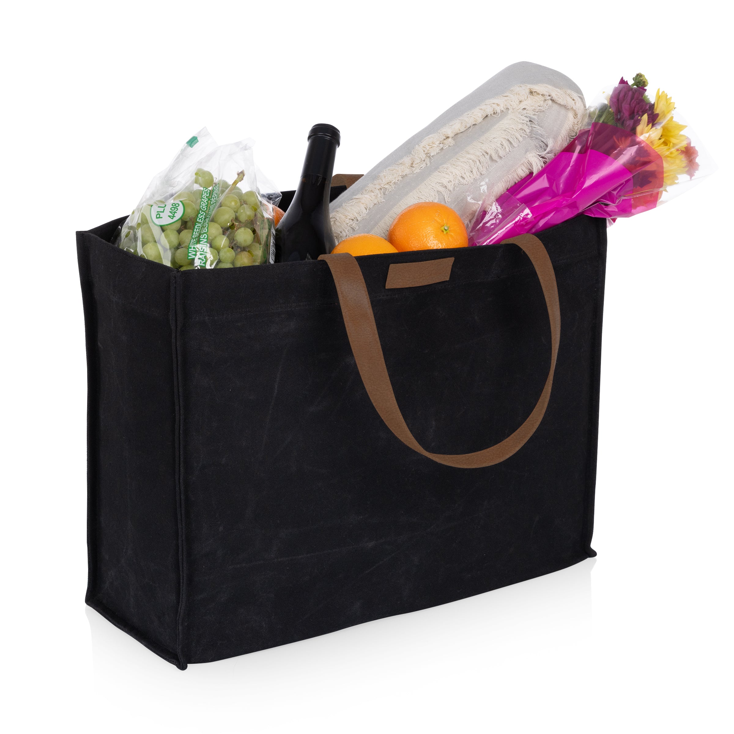 Market Waxed Canvas Tote with Leatherette Handles