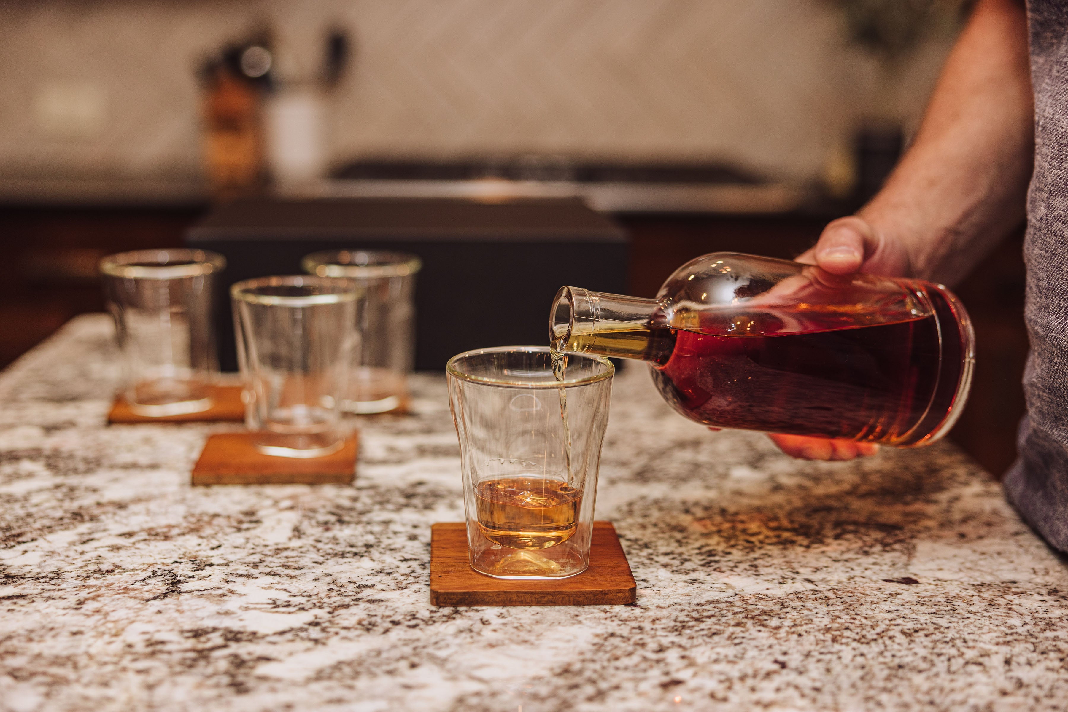 Ambassador Whiskey Box with Decanter and 4 Lowball Glasses