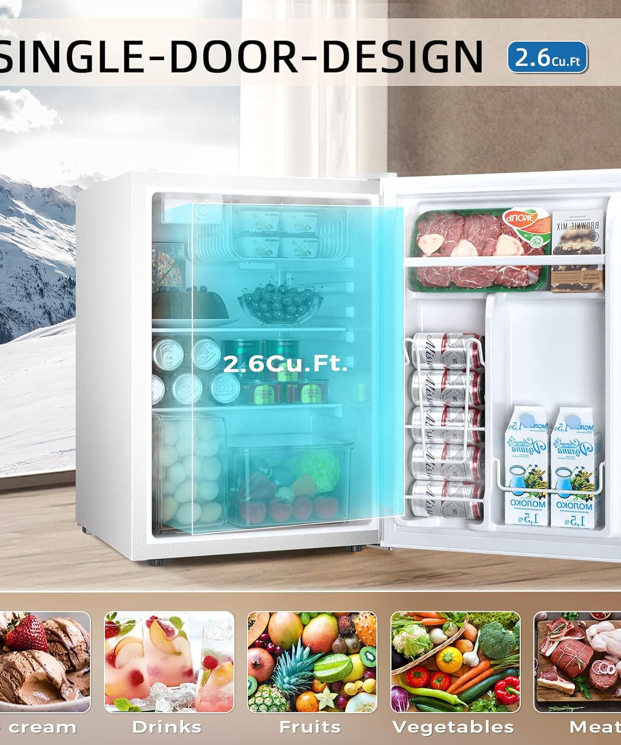 Mini Compact Refrigerator with Freezer, 2.6 Cu.Ft 58070RRE0