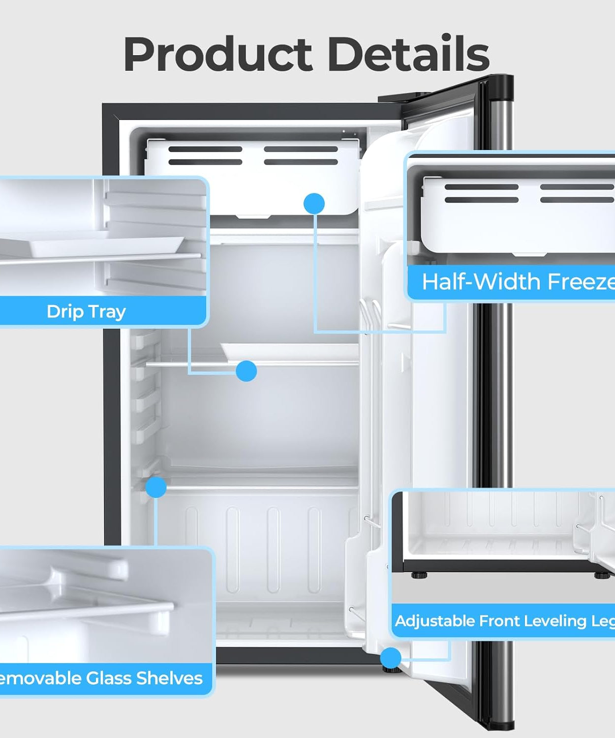 Mini Compact Refrigerator with Freezer, 2.6 Cu.Ft 58070RRE0