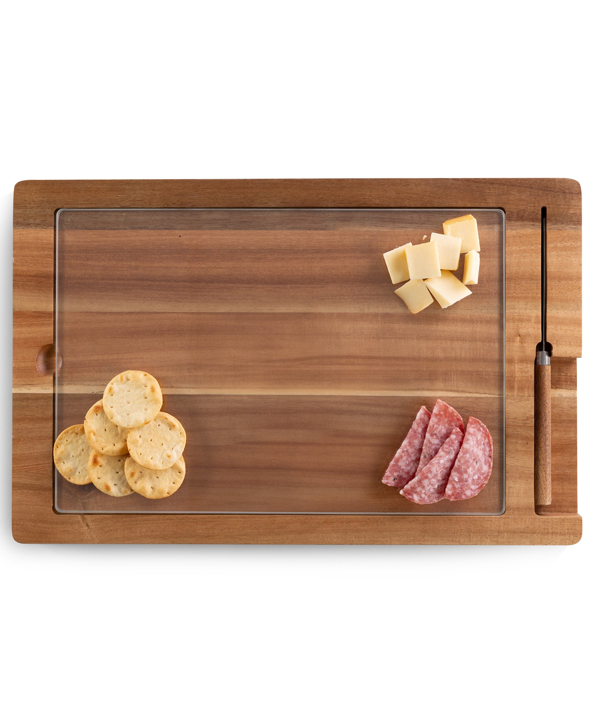 Ventana - Tempered Glass and Acacia Cheese Board and Knife Set