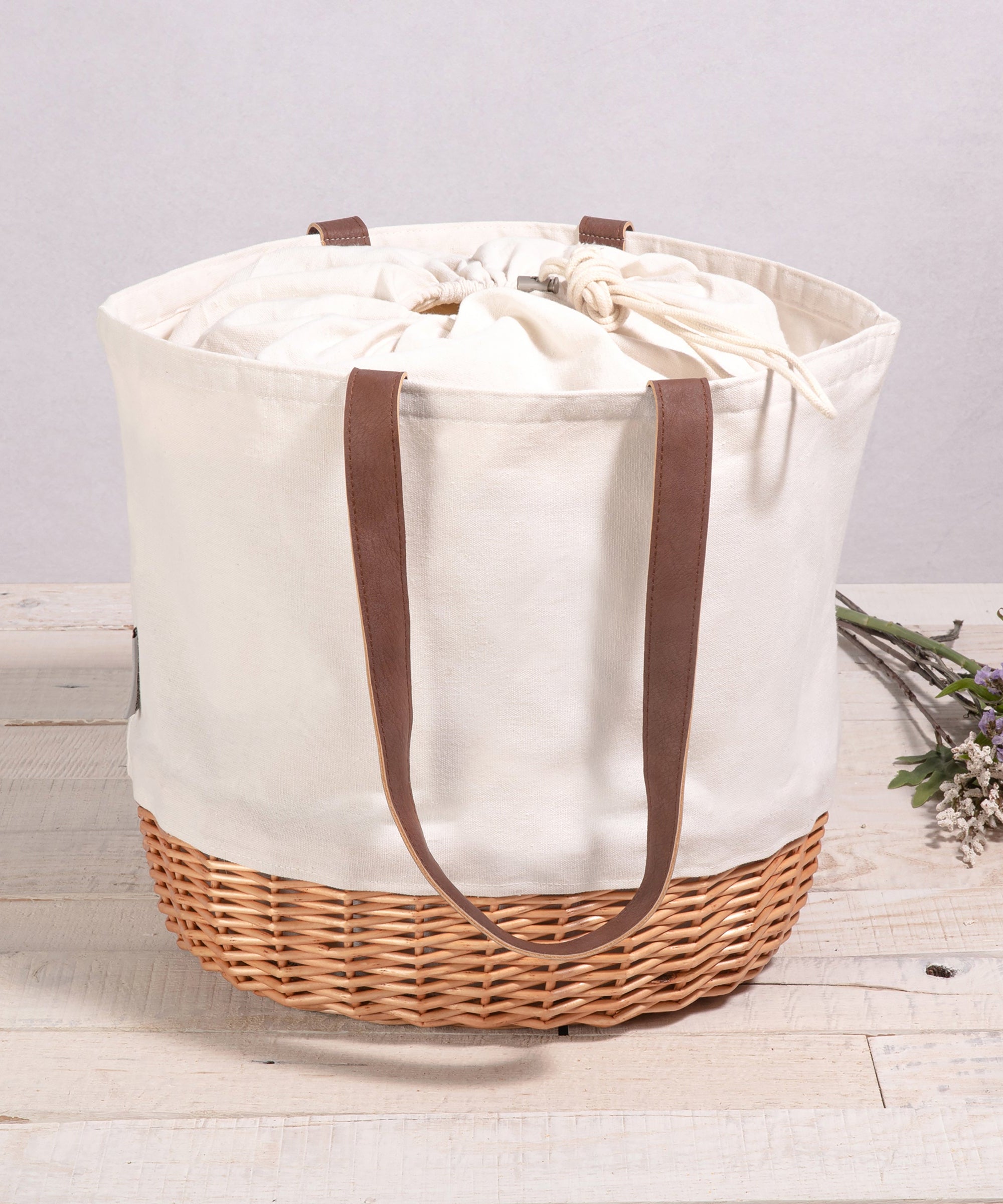 Coronado Canvas and Willow Basket Tote