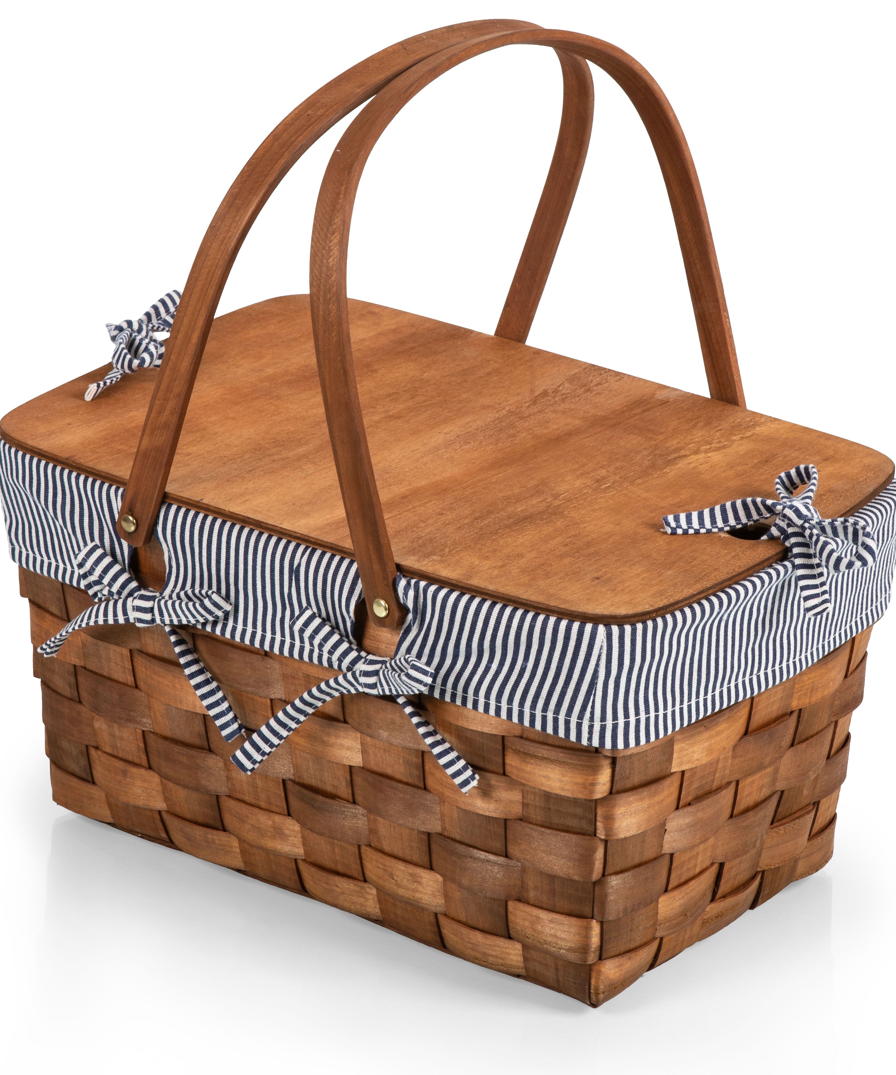 Kansas Handwoven Wood Picnic Basket