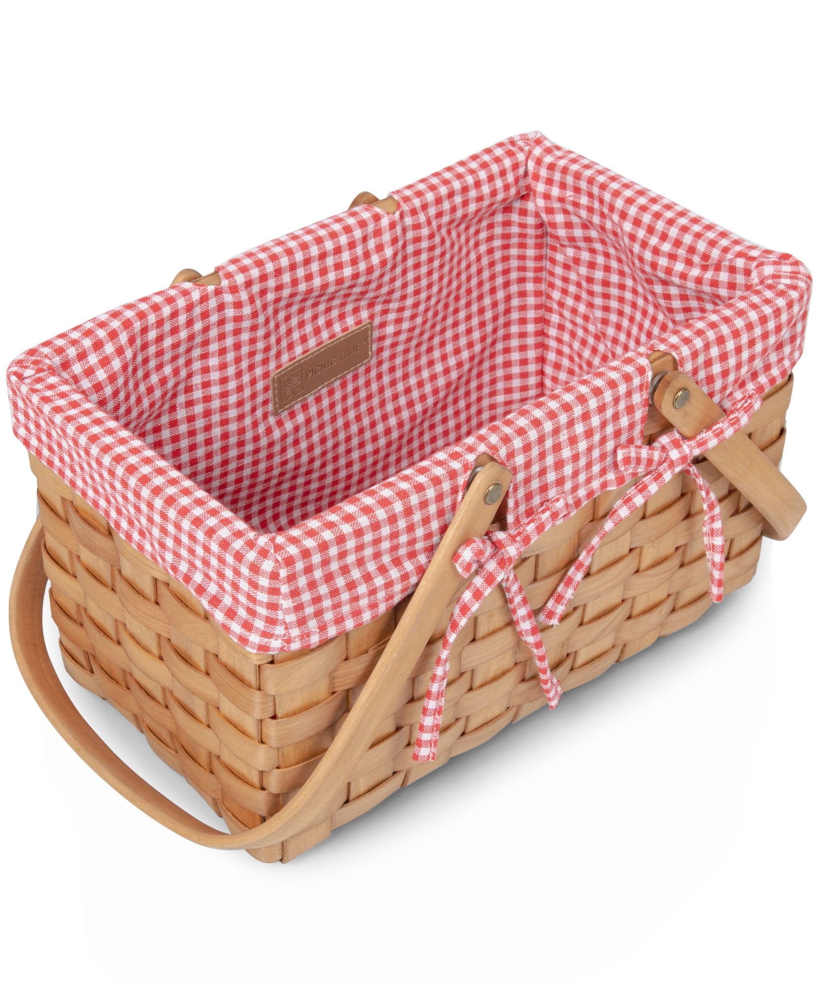 Farmhouse Basket - Red and White Gingham Basket Empty