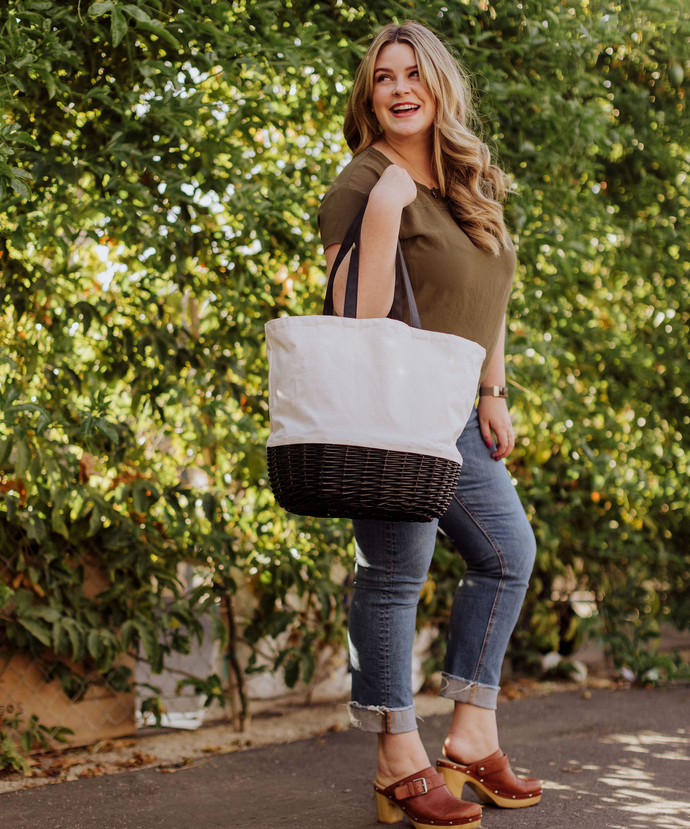 Coronado Canvas and Willow Basket Tote