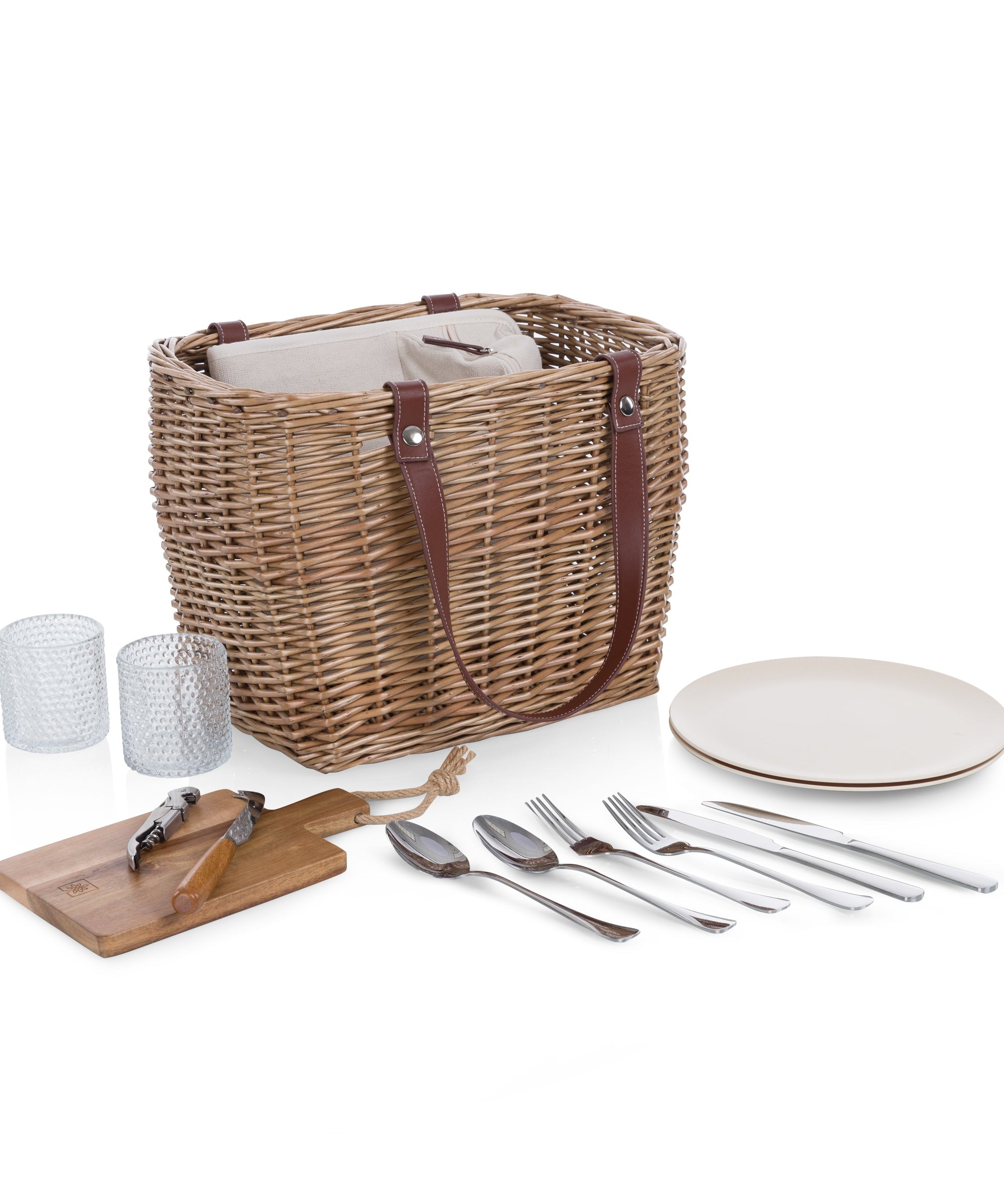 Terrabella Earth Friendly Handwoven Picnic Basket Set for 2