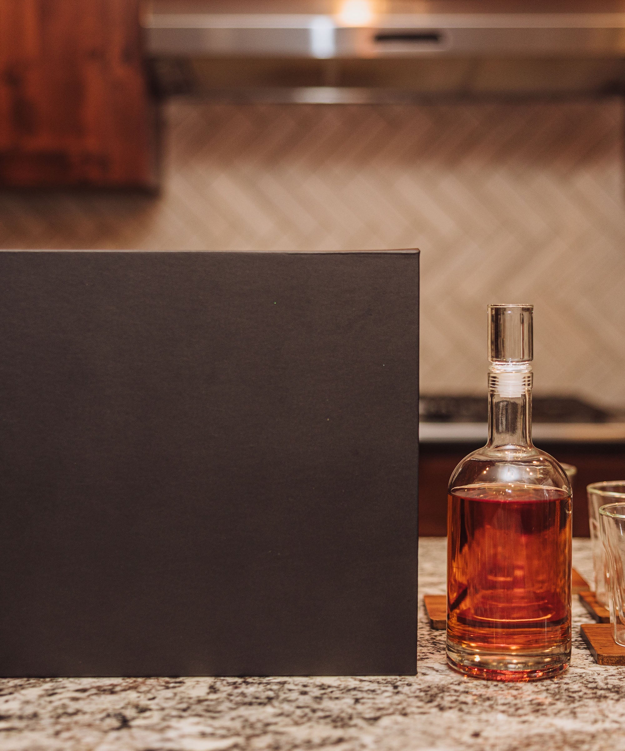Ambassador Whiskey Box with Decanter and 4 Lowball Glasses