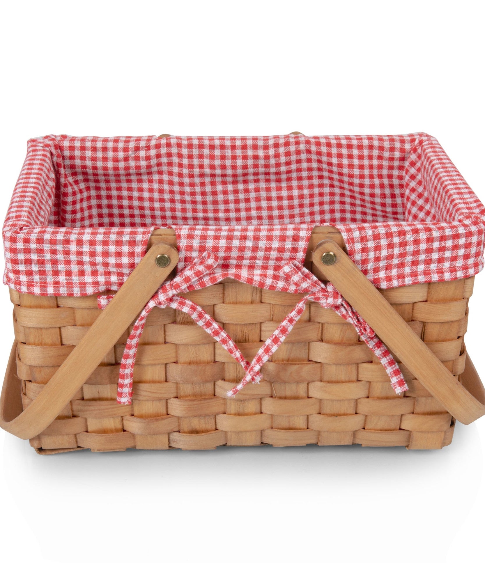 Farmhouse Basket - Red and White Gingham Basket Empty