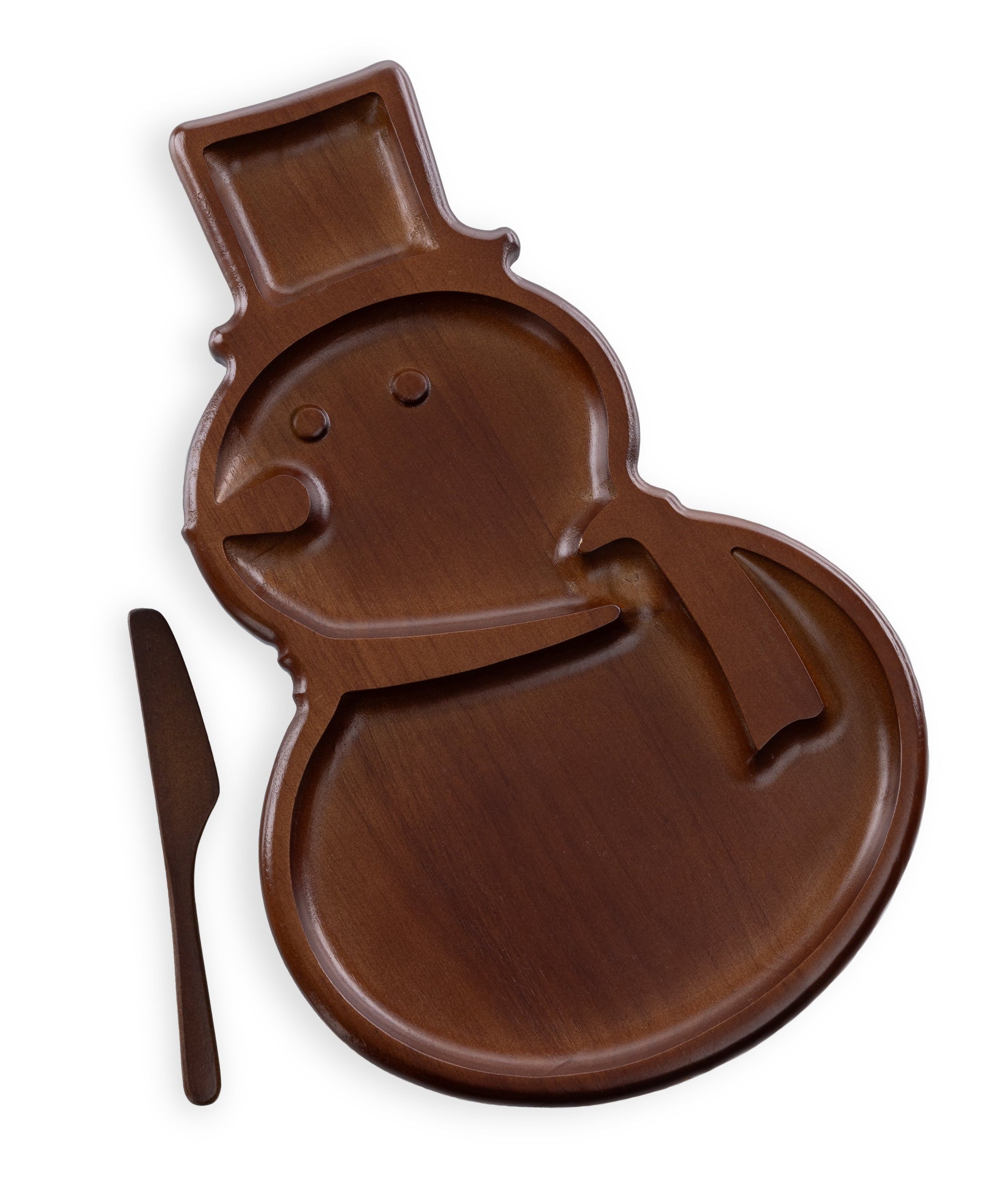 Reversible Snowman Sectioned Serving Tray with Knife