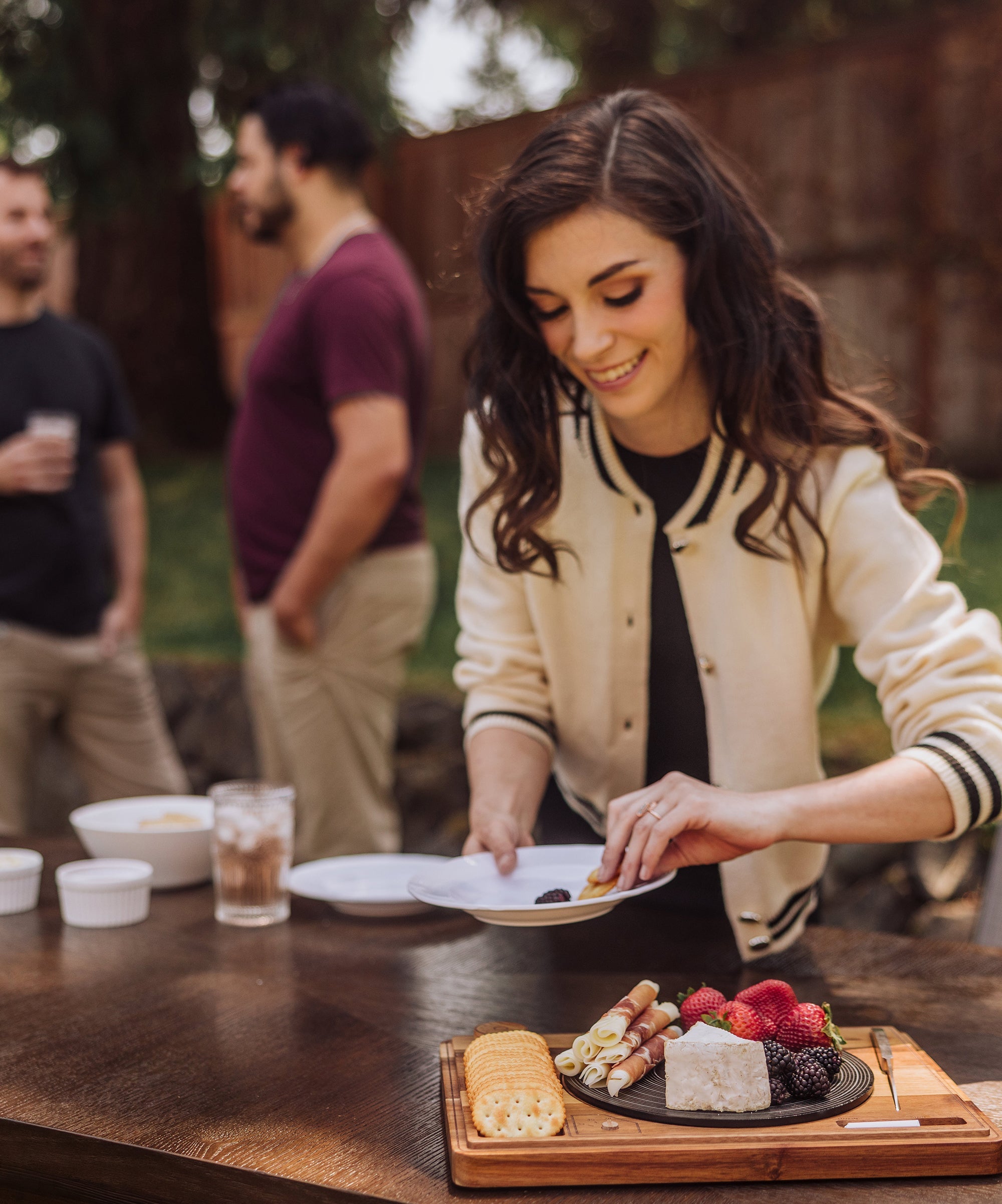 Turntable Acacia and Slate Cheese Board with Knife