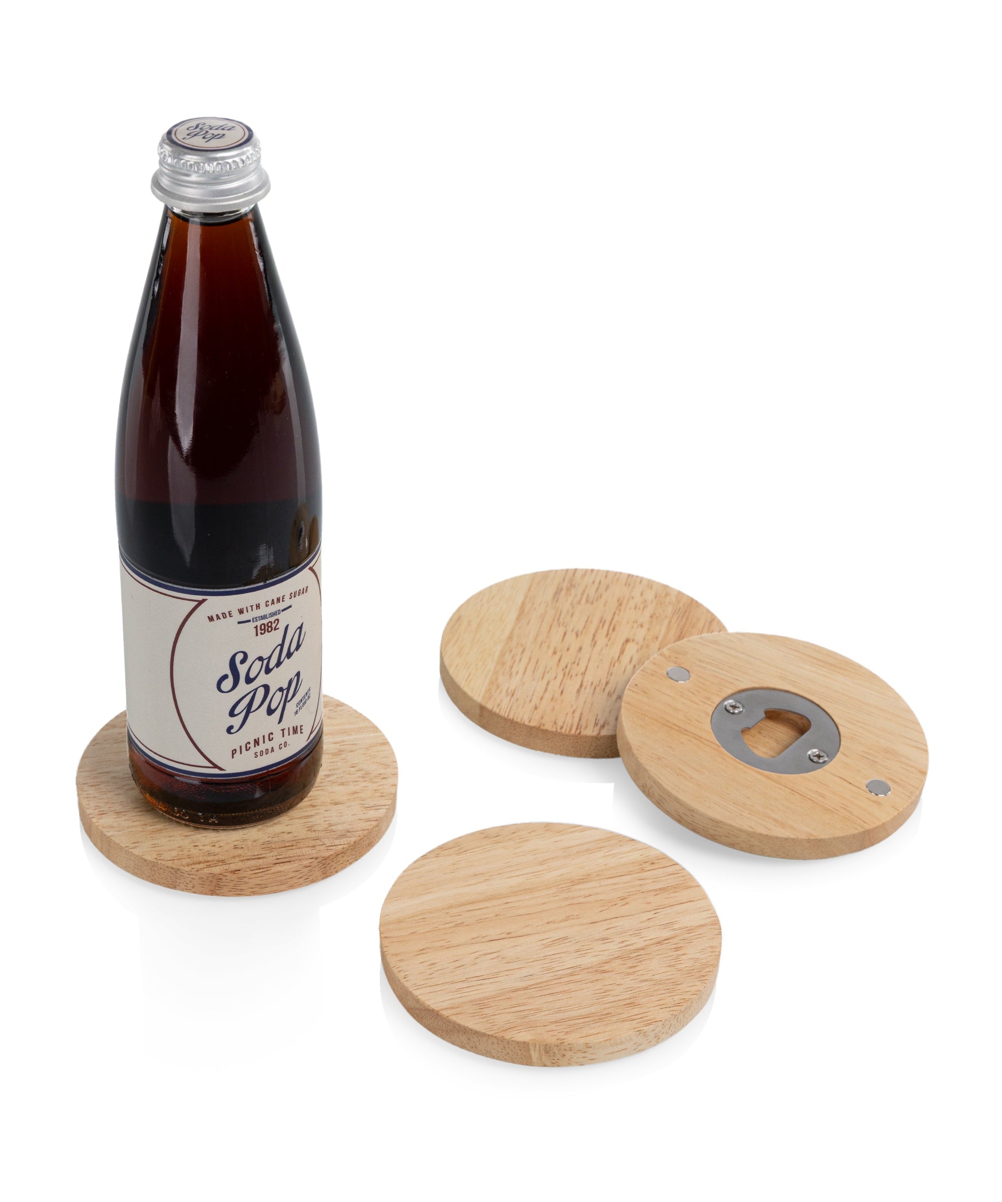 Coasters with Bottle Openers Set of 4