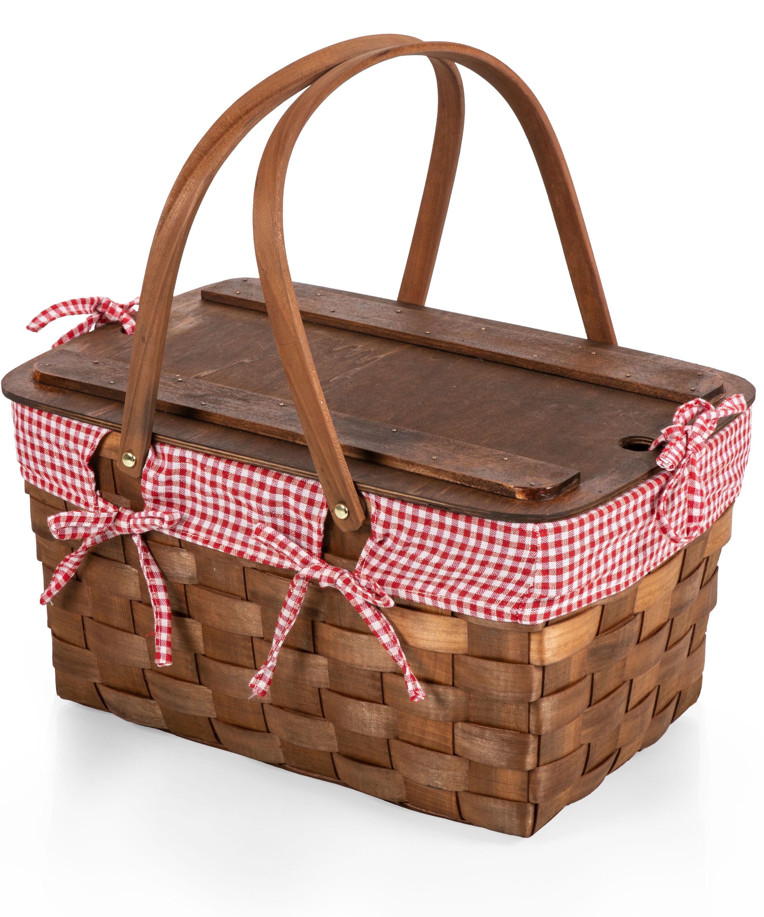 Kansas Handwoven Wood Picnic Basket