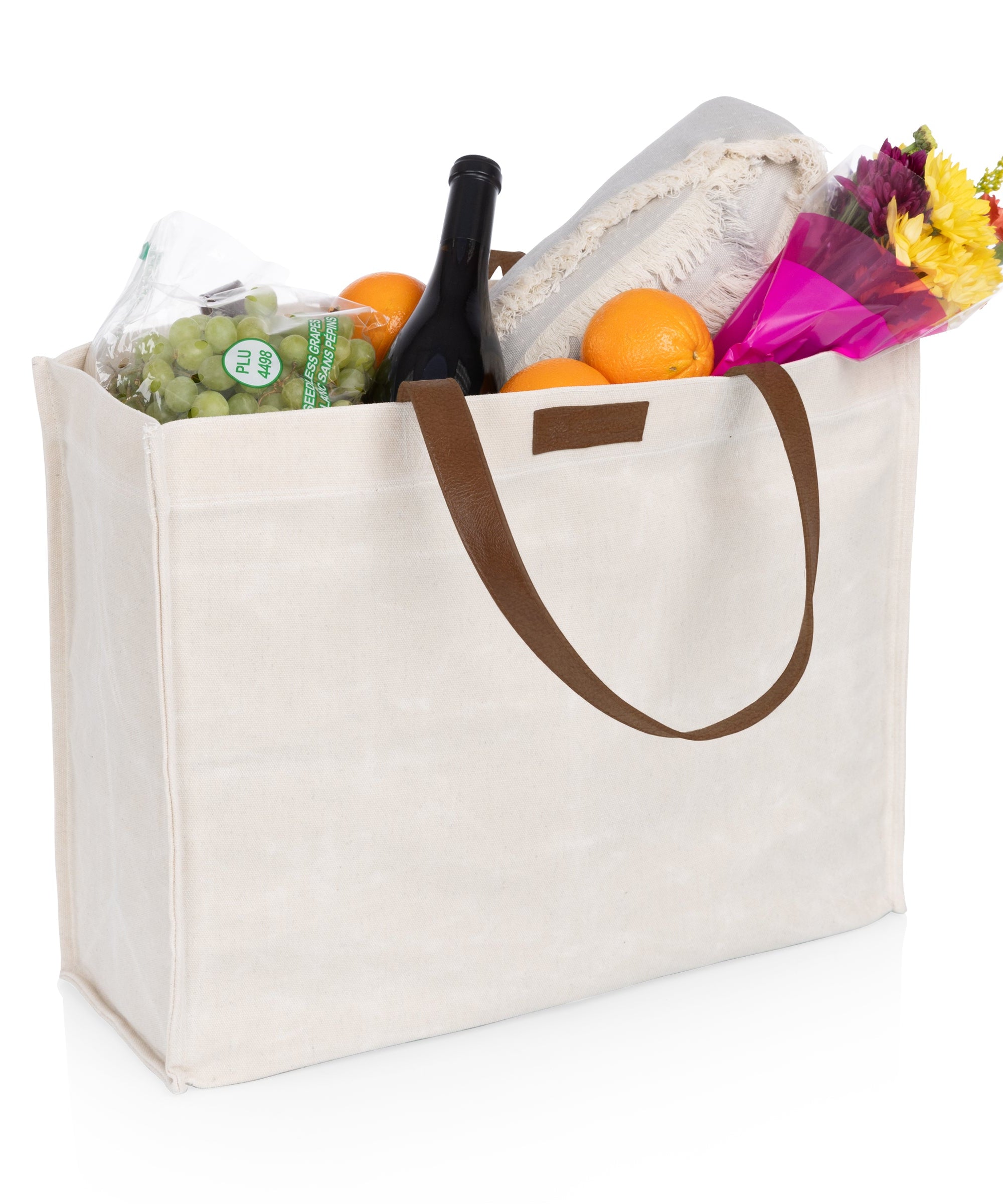 Market Waxed Canvas Tote with Leatherette Handles
