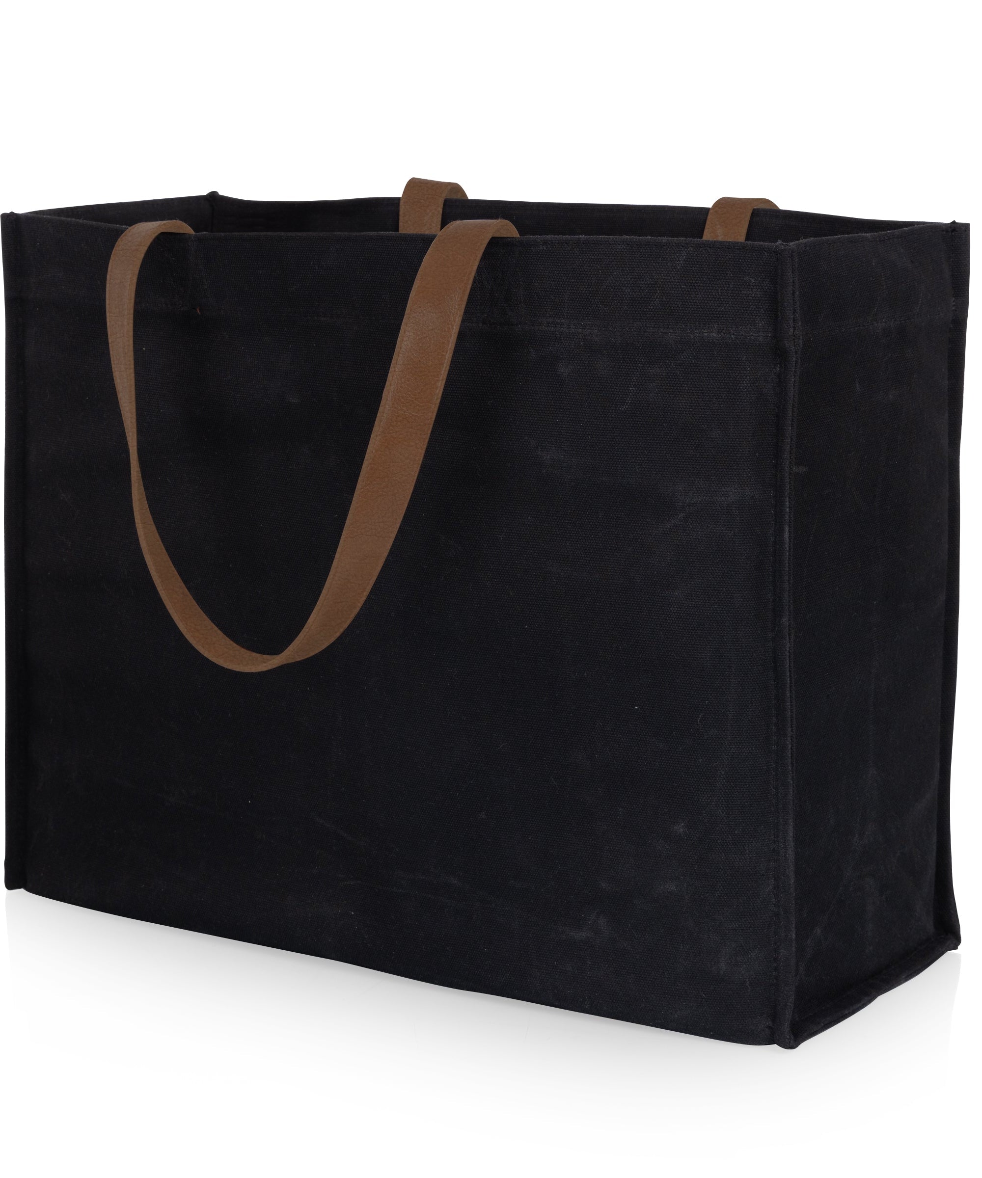 Market Waxed Canvas Tote with Leatherette Handles
