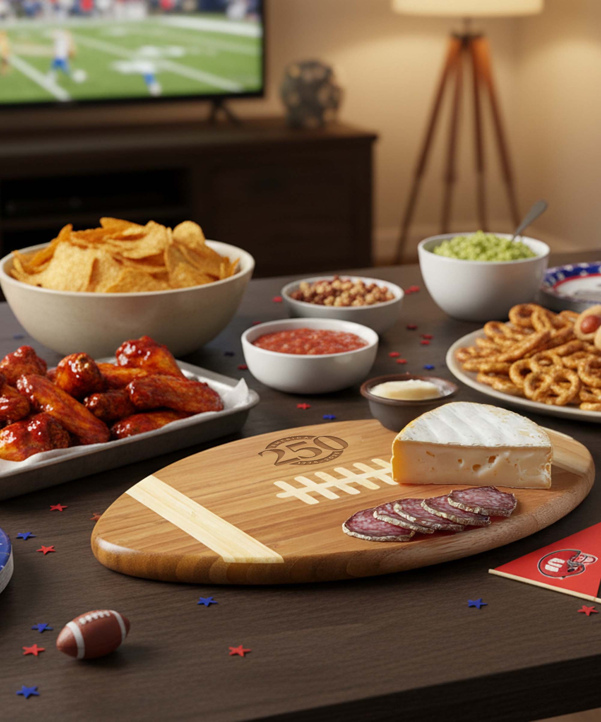 America250 - Touchdown! Football Cutting Board & Serving Tray