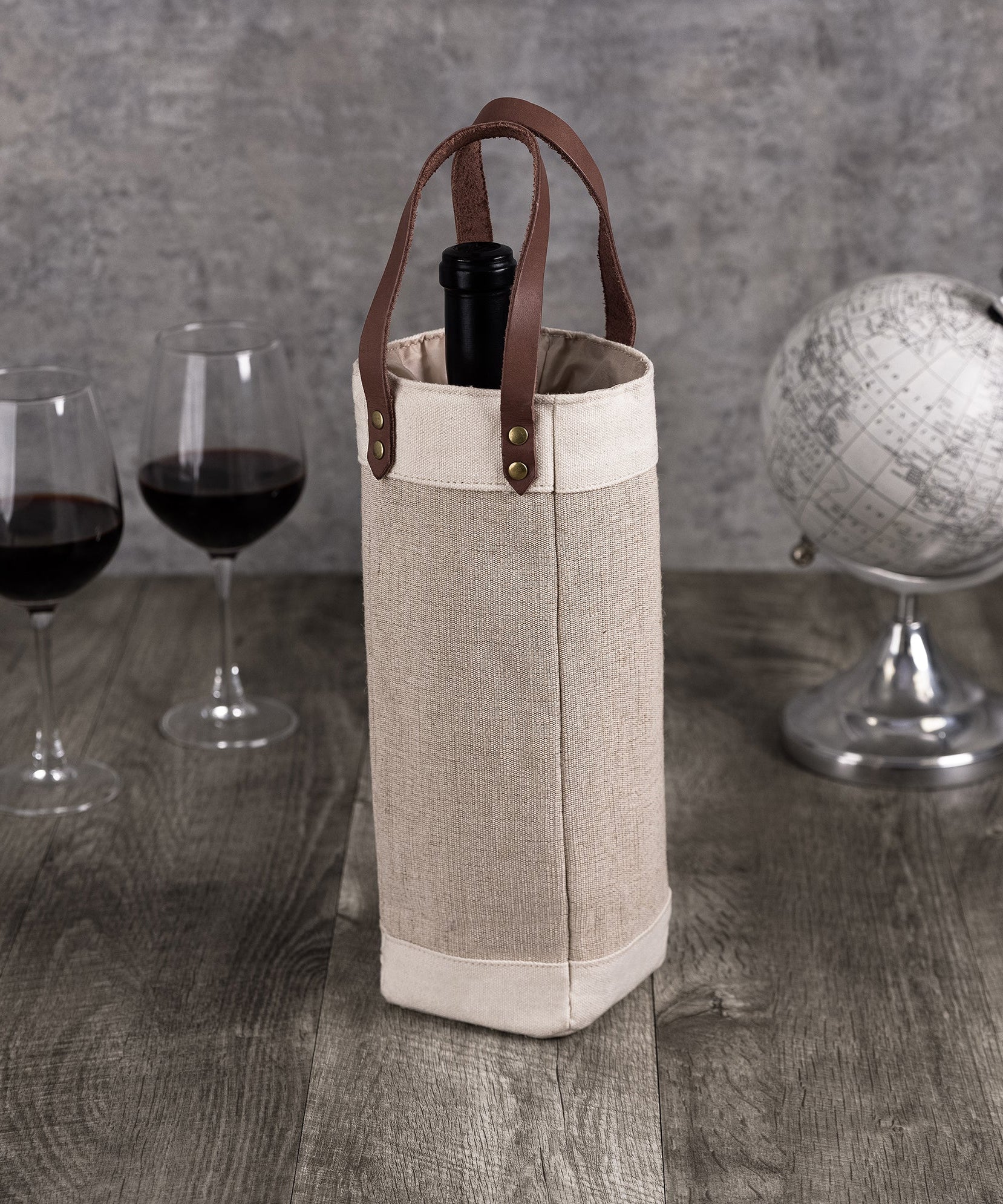 Pinot Jute Single Bottle Insulated Wine Bag