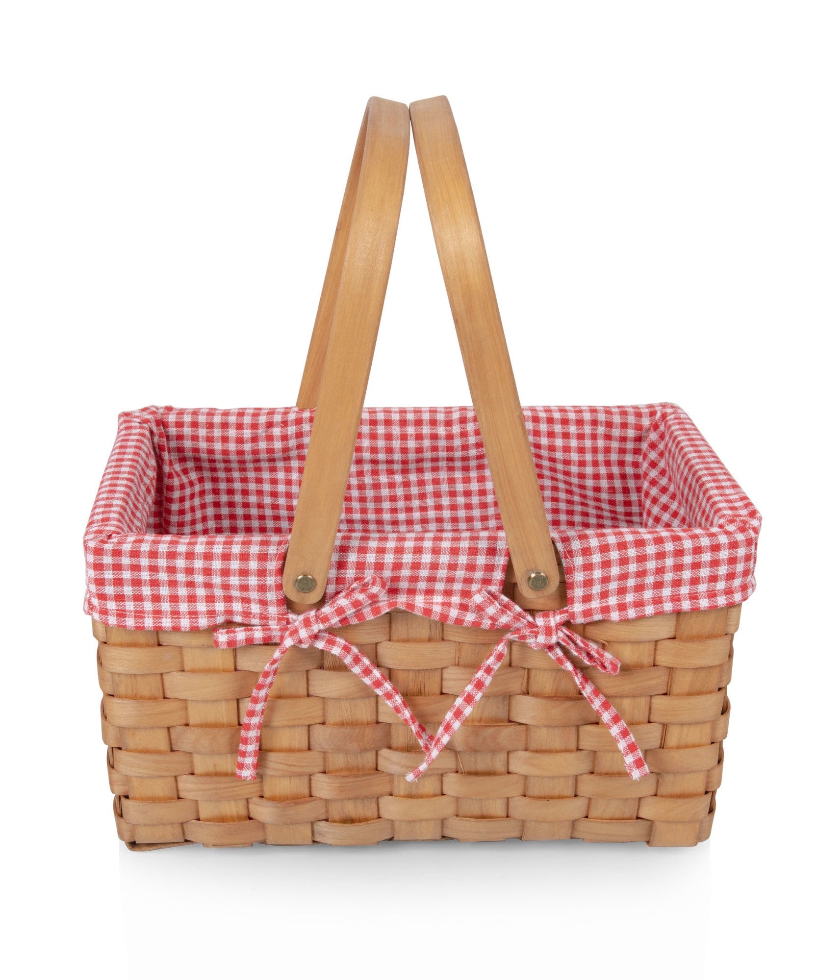 Farmhouse Basket - Red and White Gingham Basket Empty