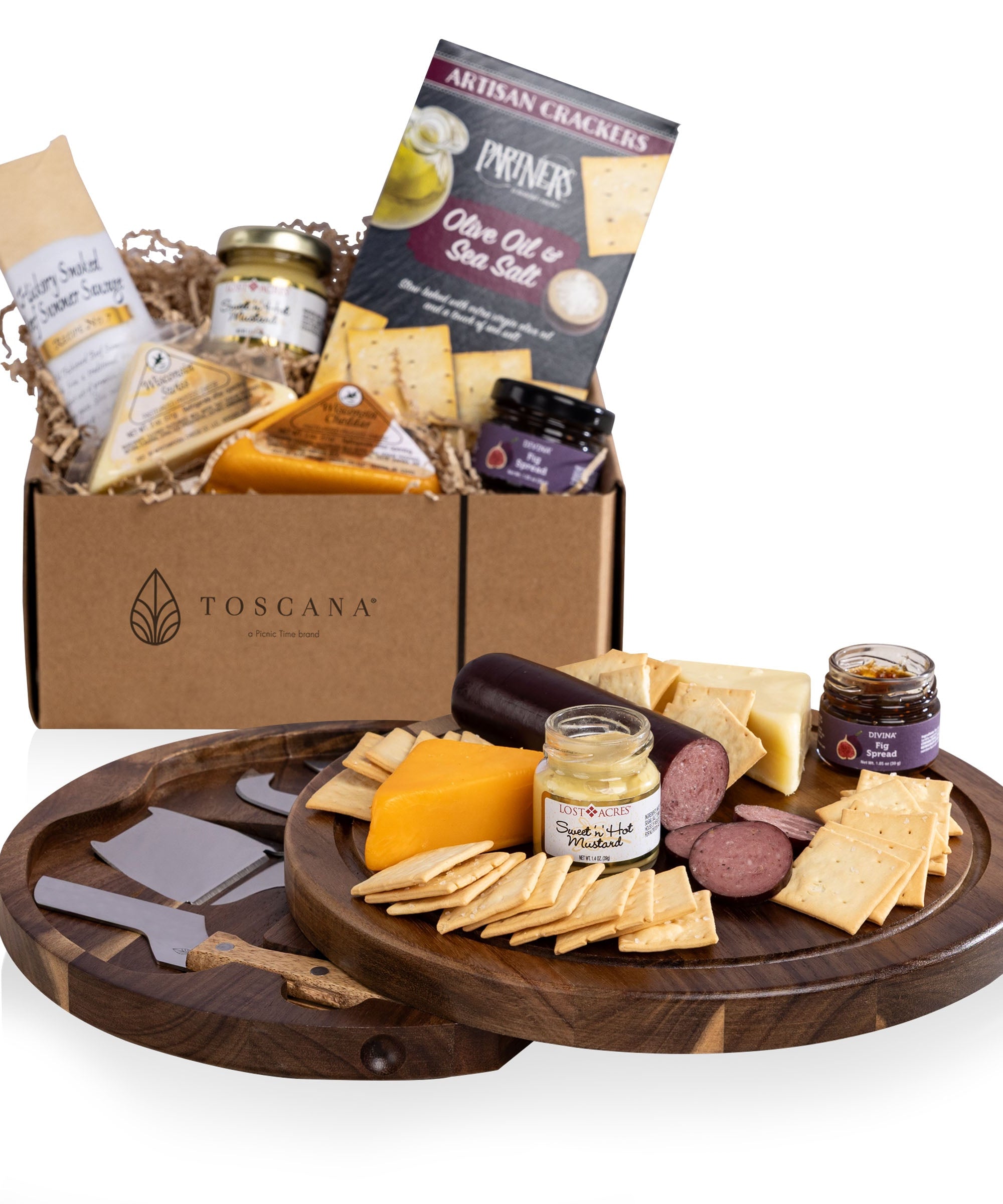 Acacia Circo Cheese Board with Gourmet Gift Pack