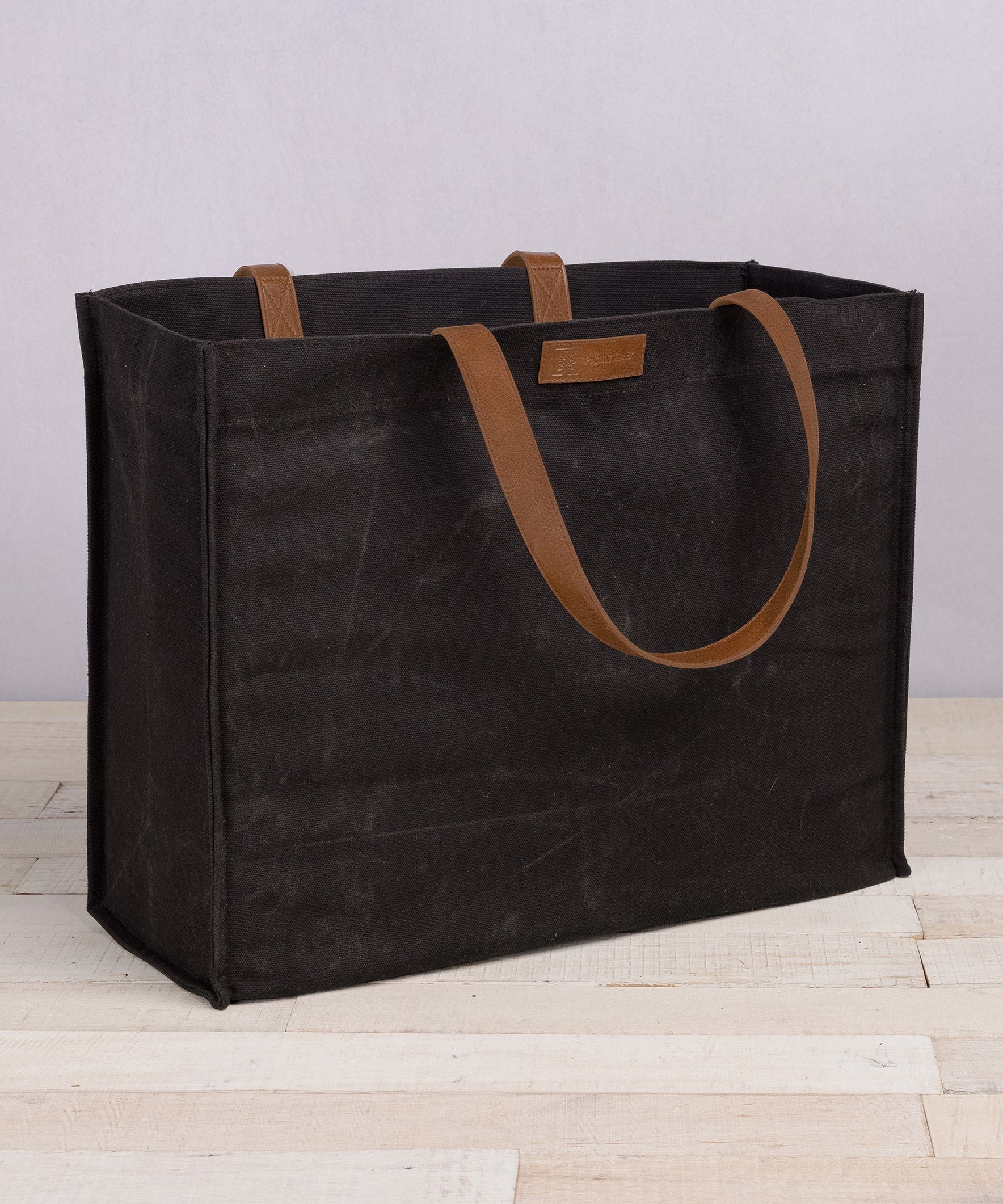 Market Waxed Canvas Tote with Leatherette Handles