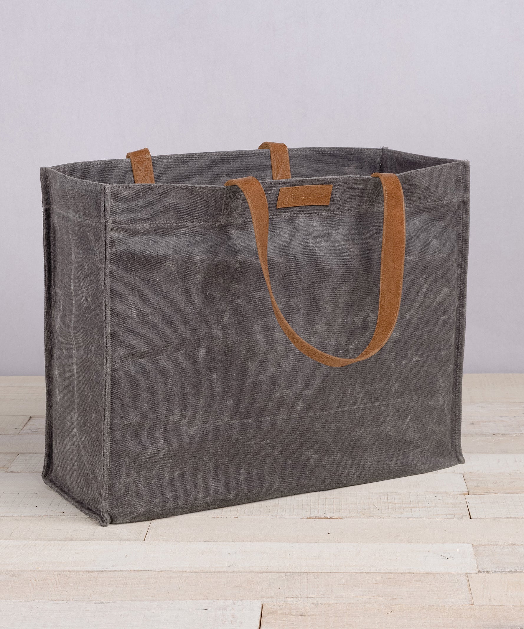 Market Waxed Canvas Tote with Leatherette Handles