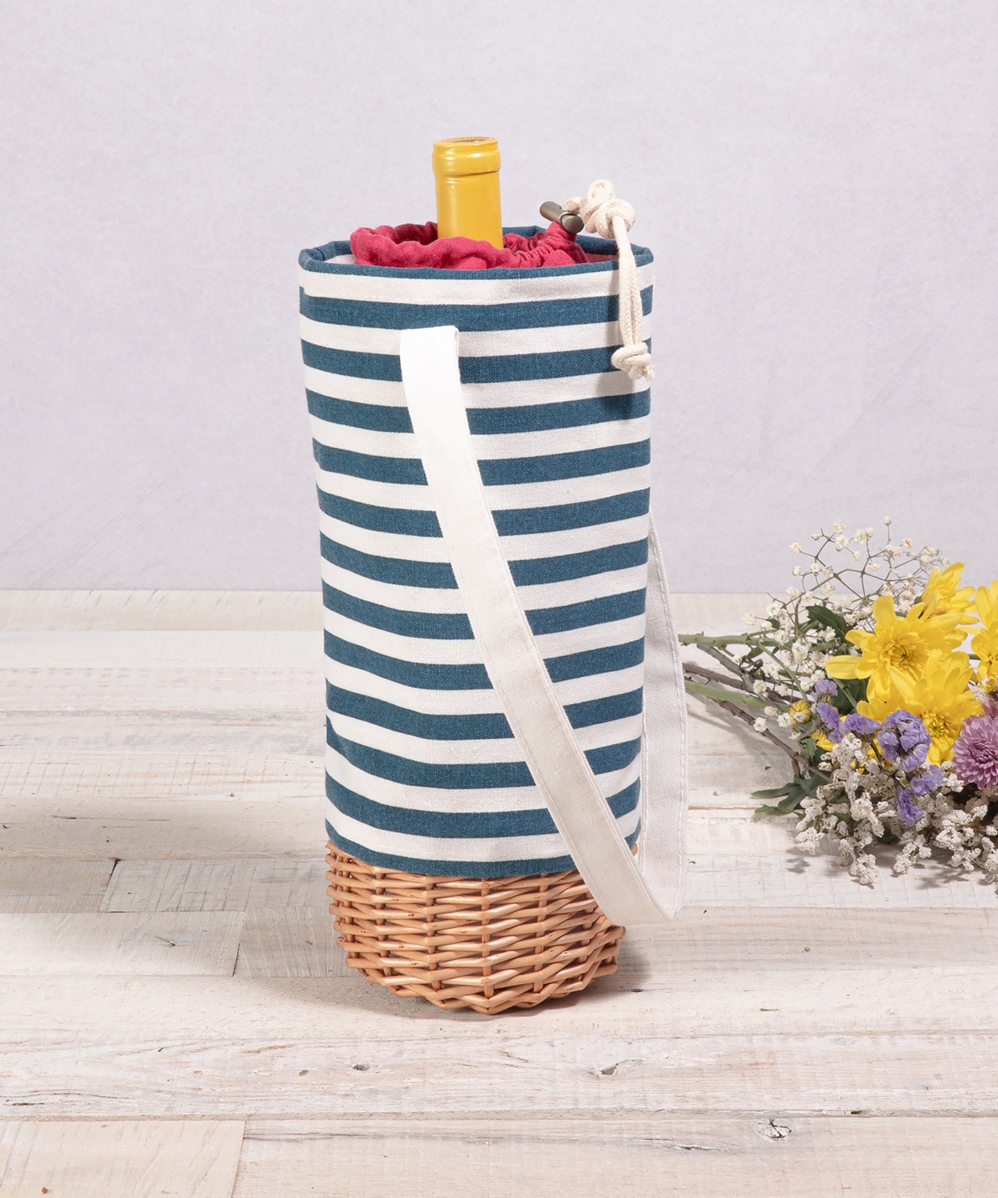 Malbec Insulated Canvas and Willow Wine Bottle Basket