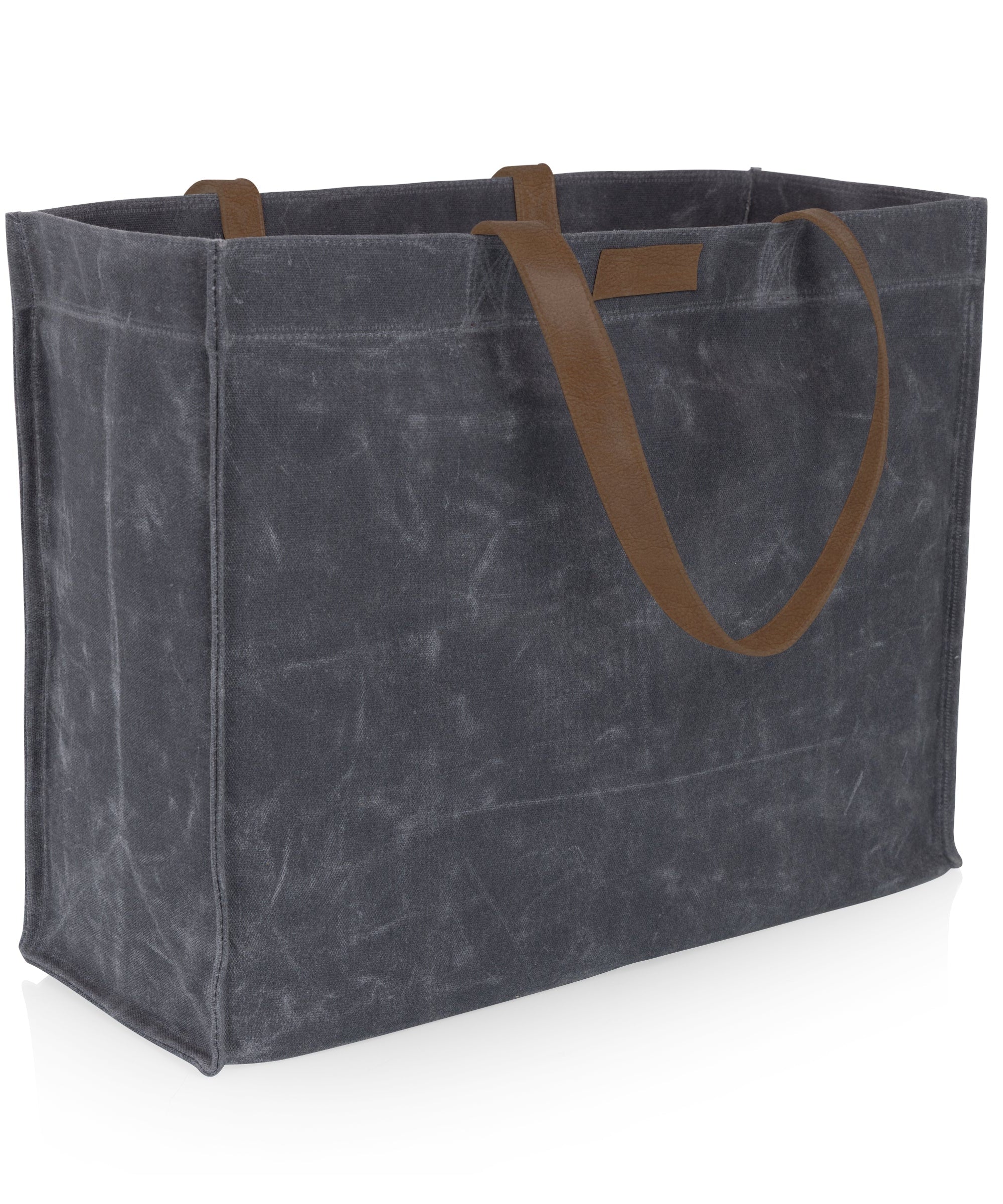 Market Waxed Canvas Tote with Leatherette Handles