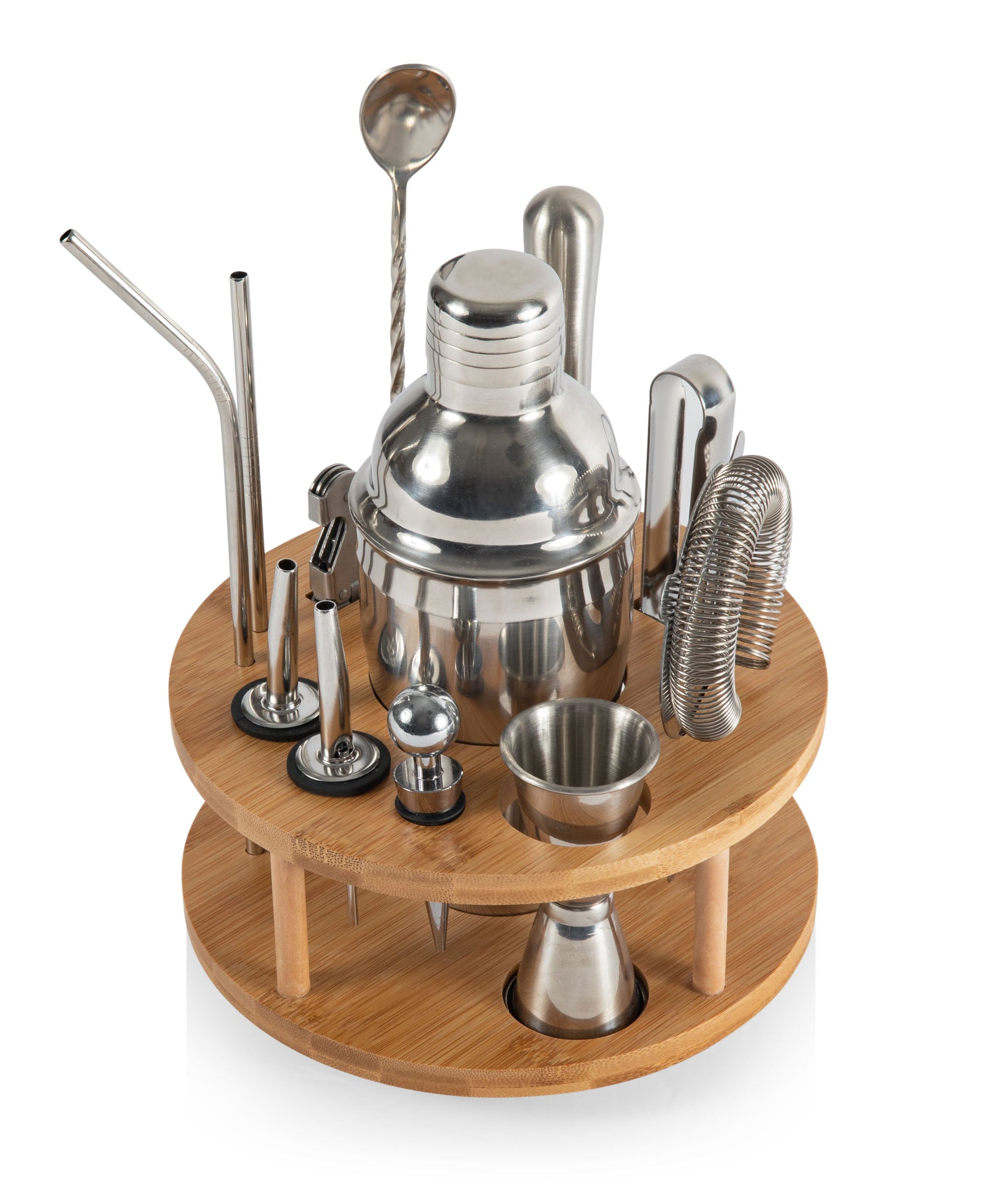 Lazy Susan Bar Tool Set (Bamboo & Stainless Steel)