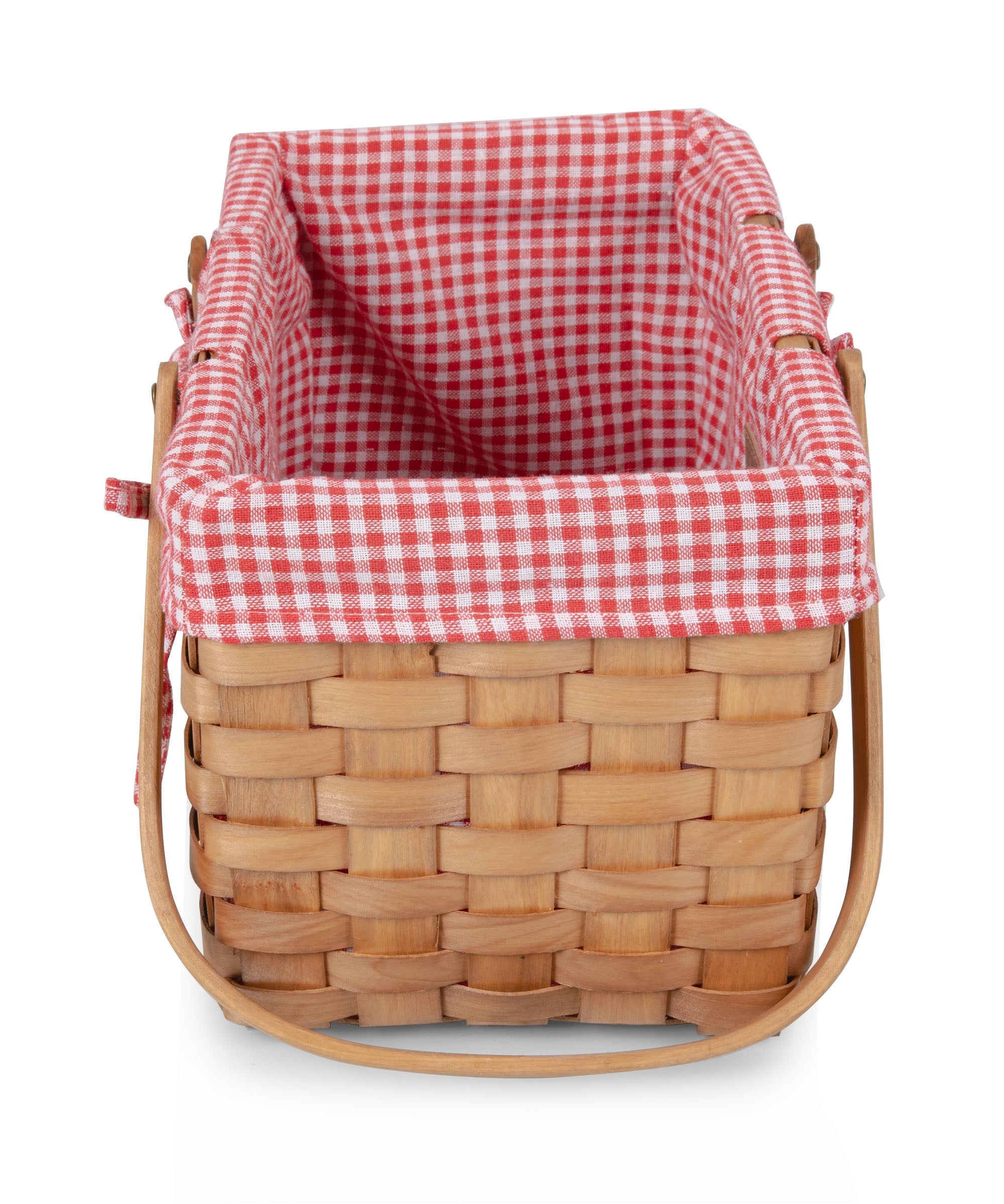 Farmhouse Basket - Red and White Gingham Basket Empty