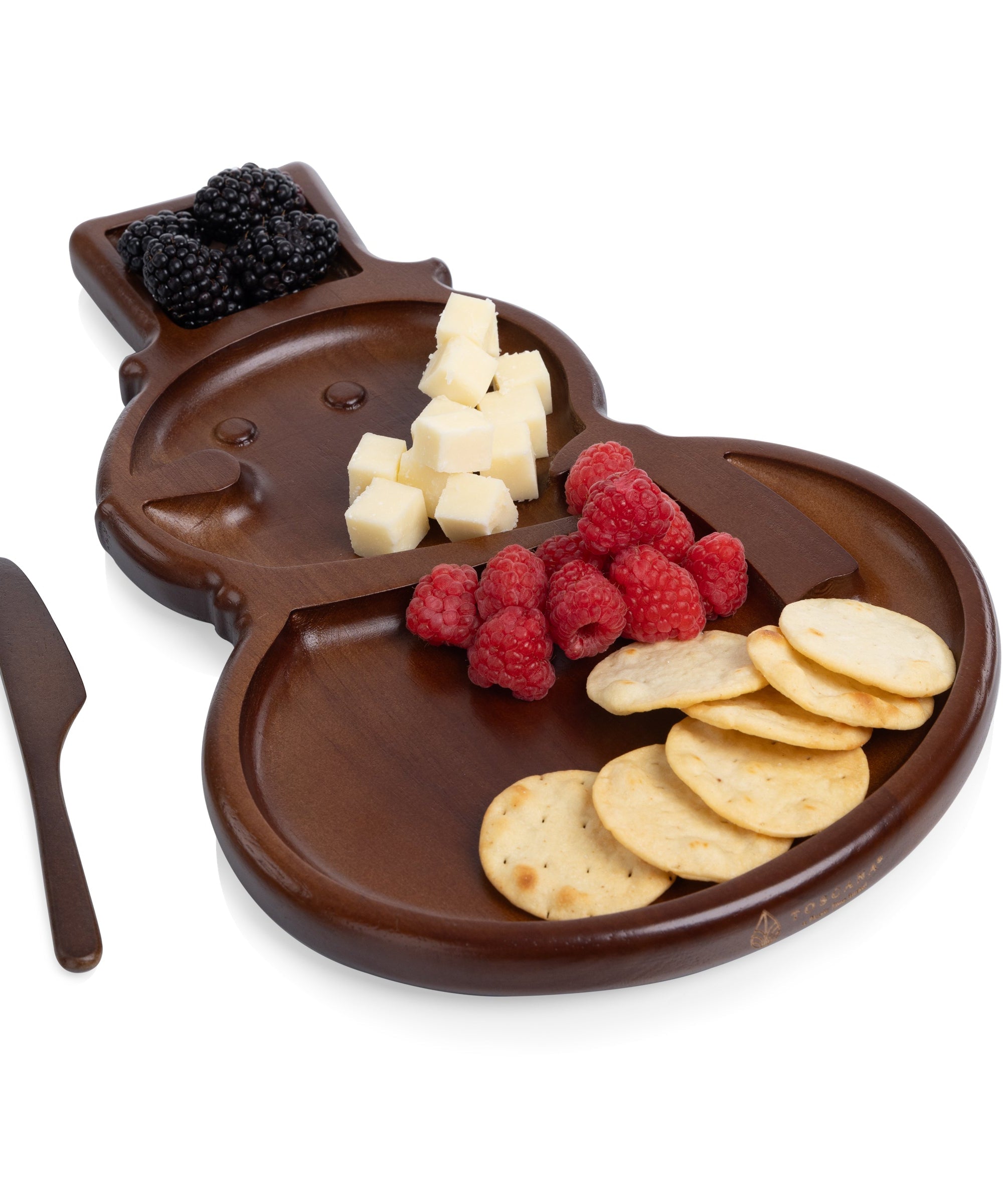 Reversible Snowman Sectioned Serving Tray with Knife