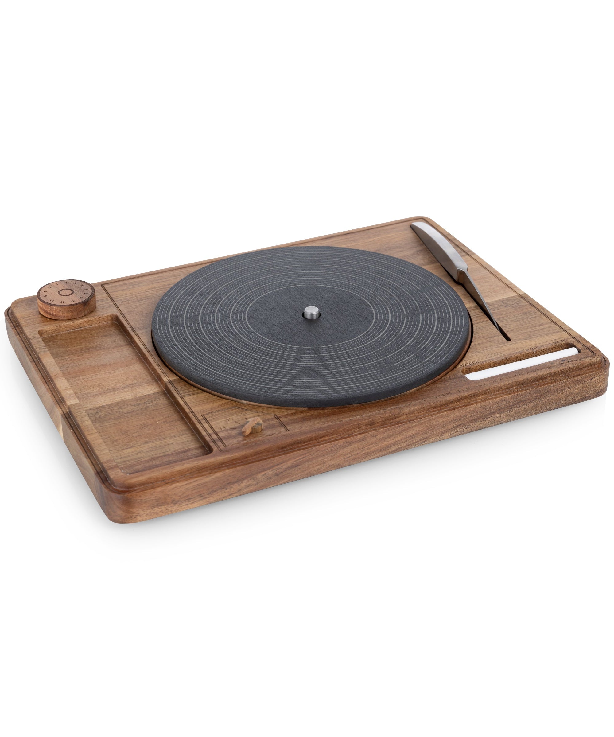 Turntable Acacia and Slate Cheese Board with Knife