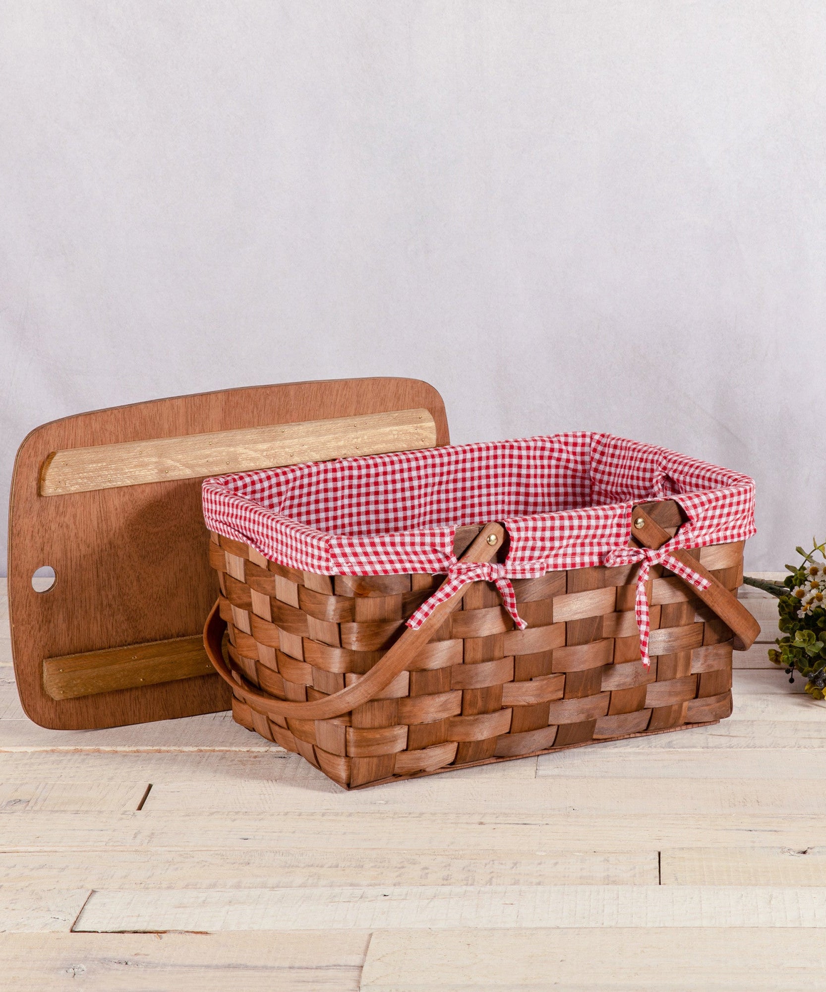 Kansas Handwoven Wood Picnic Basket