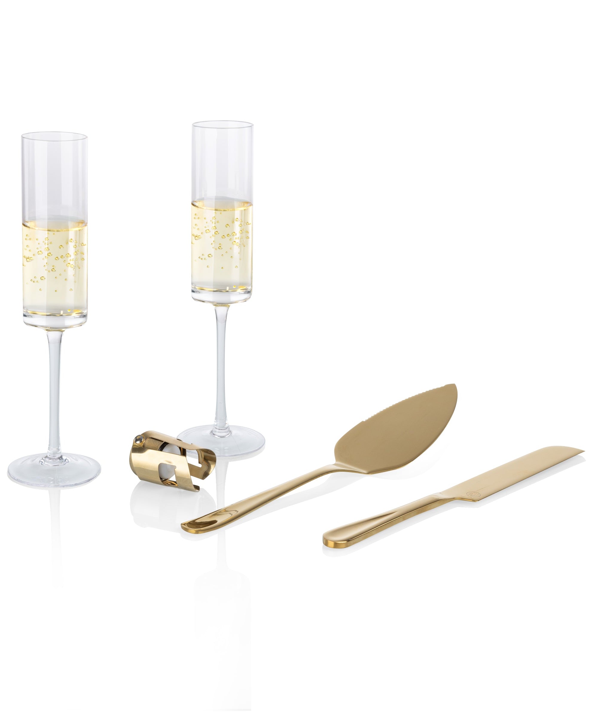 Arbane Champagne Glass Set with Cake Knife