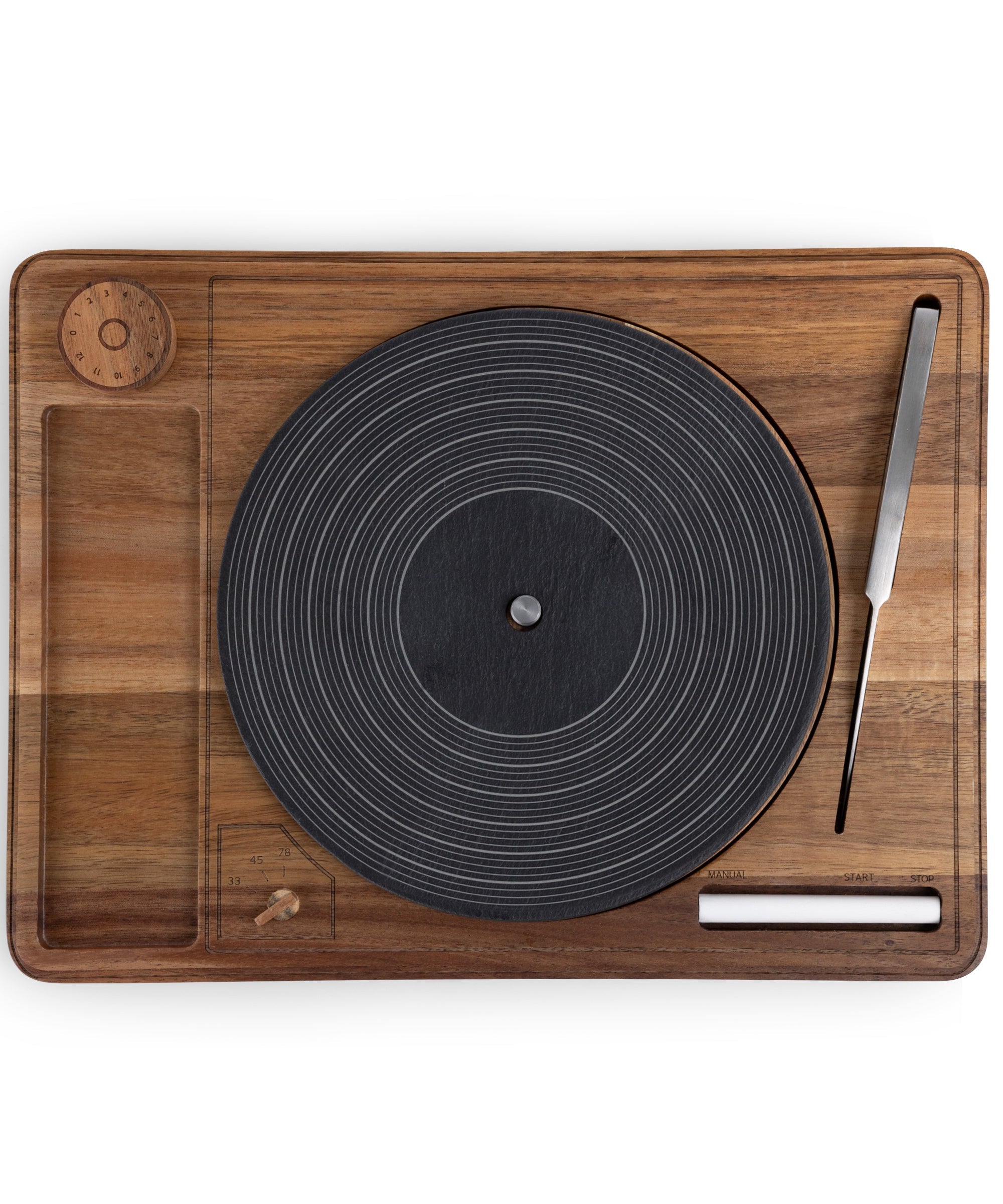 Turntable Acacia and Slate Cheese Board with Knife